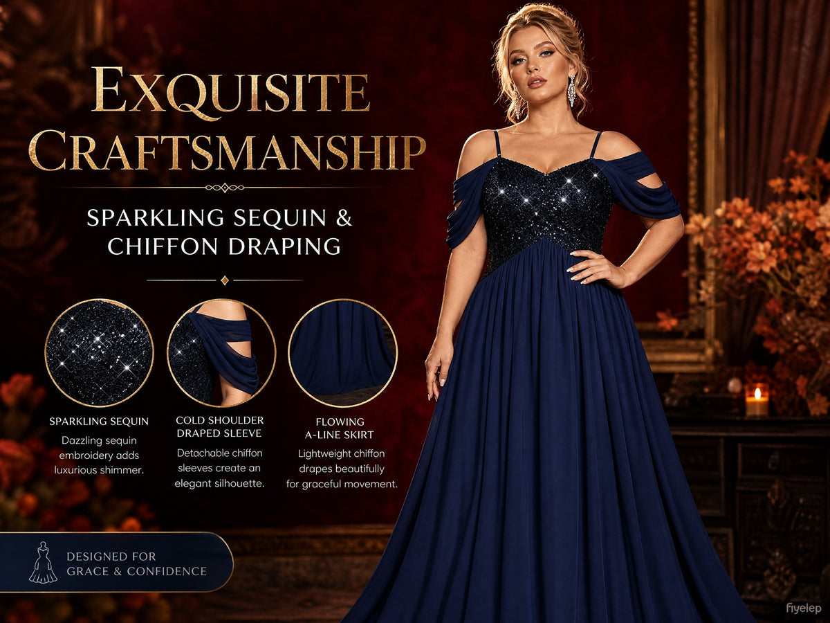 Robe demoiselle d'honneur grande taille — Buste à sequins