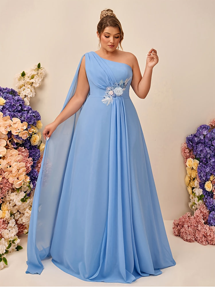 Robe demoiselle d'honneur grande taille — Mousseline bleu ciel