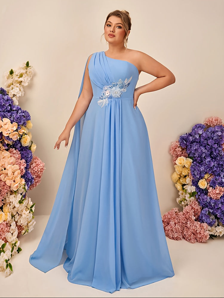 Robe demoiselle d'honneur grande taille — Mousseline bleu ciel