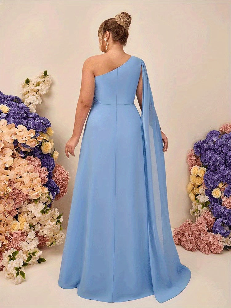 Robe demoiselle d'honneur grande taille — Mousseline bleu ciel