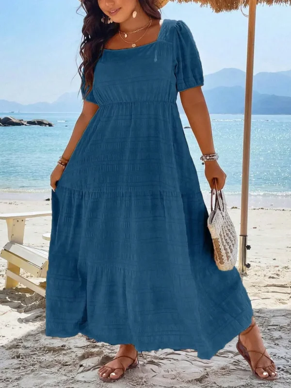 Robe d'été grande taille, bleu