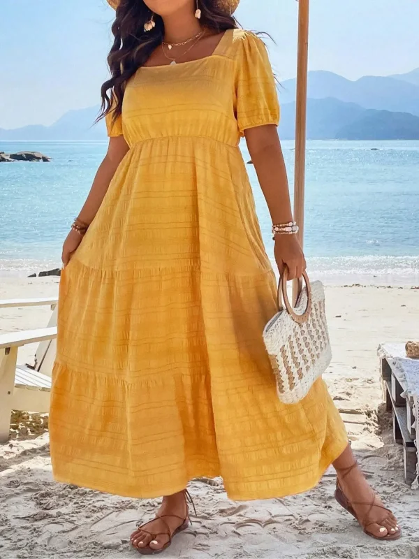 Robe d'été grande taille, jaune