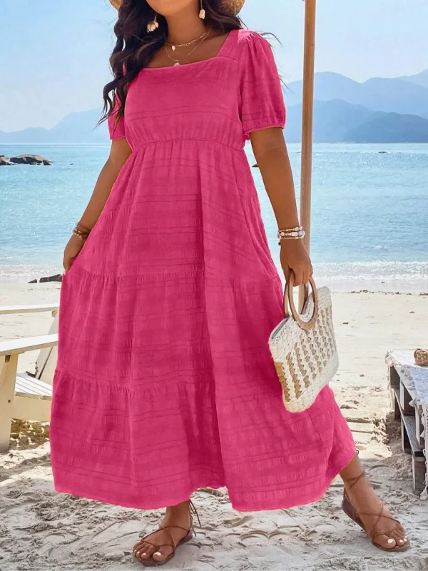 Robe d'été grande taille, rose