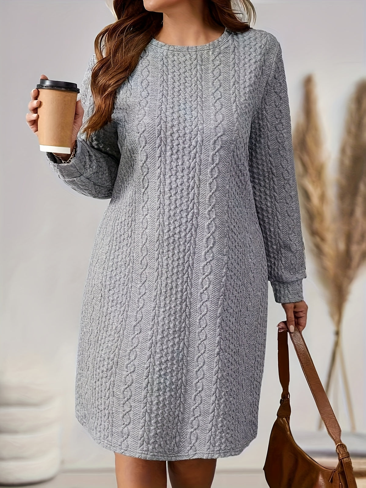 Robe droite grande taille — Maille torsadée jusqu'au 6XL