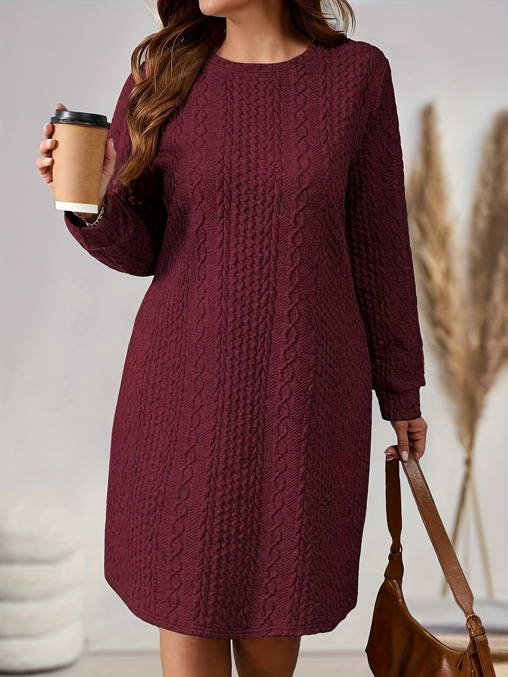 Robe droite grande taille — Maille torsadée jusqu'au 6XL
