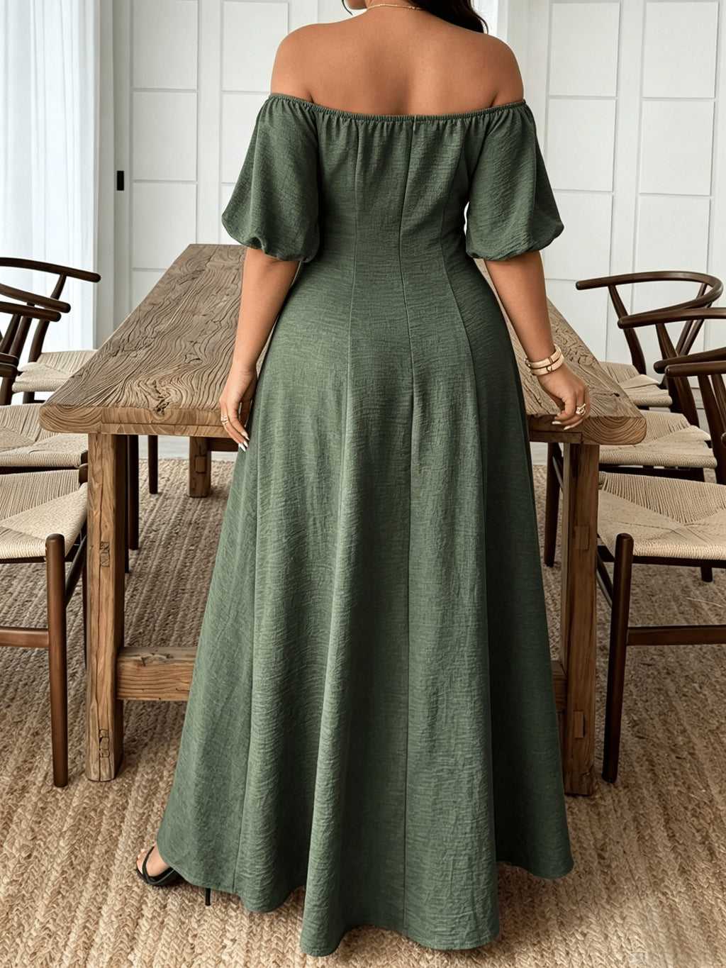 Robe d'été grande taille, bardot et fleurs en relief