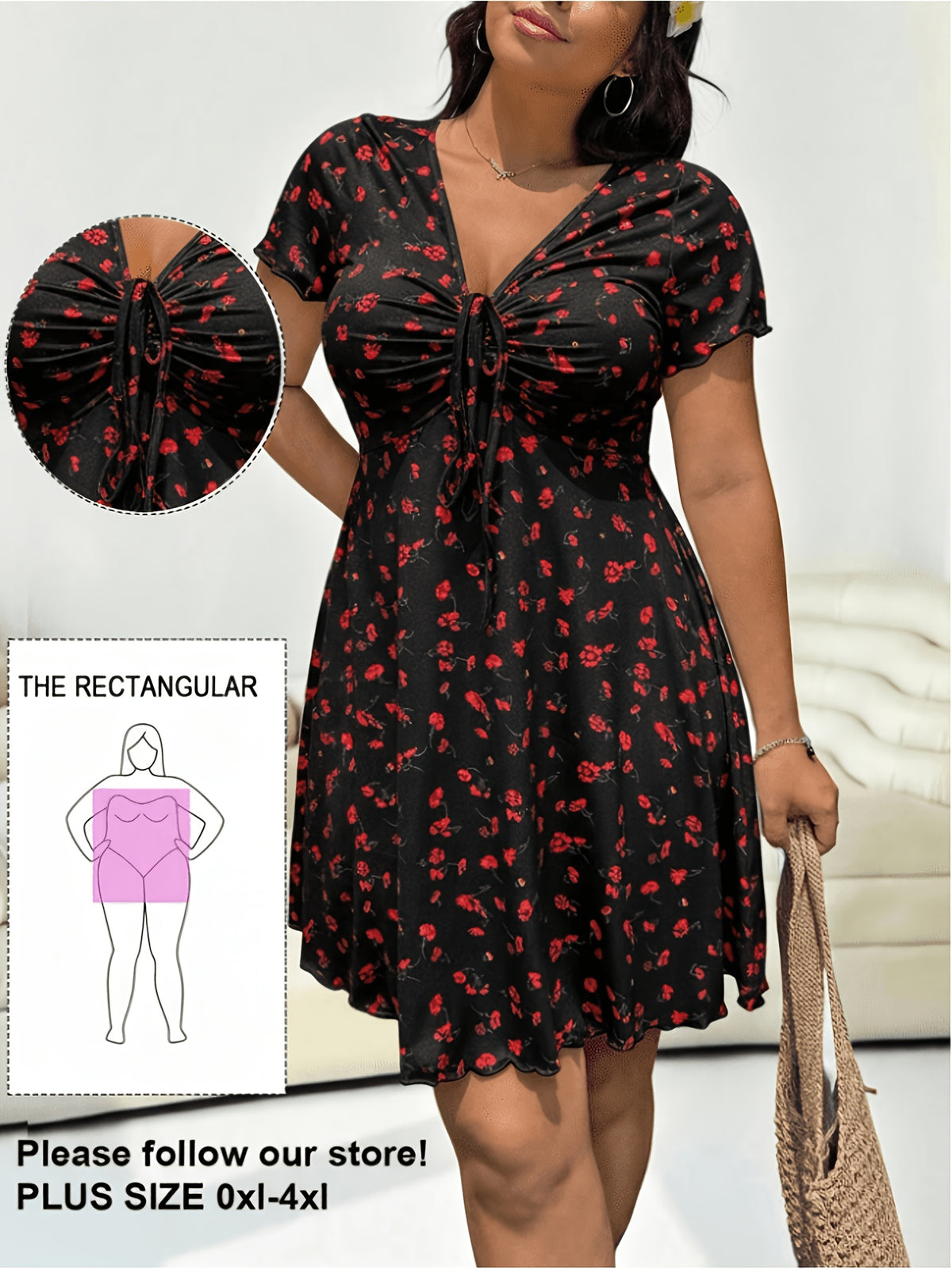 Robe d'été grande taille — Ivoire fleuri et buste à coulisse
