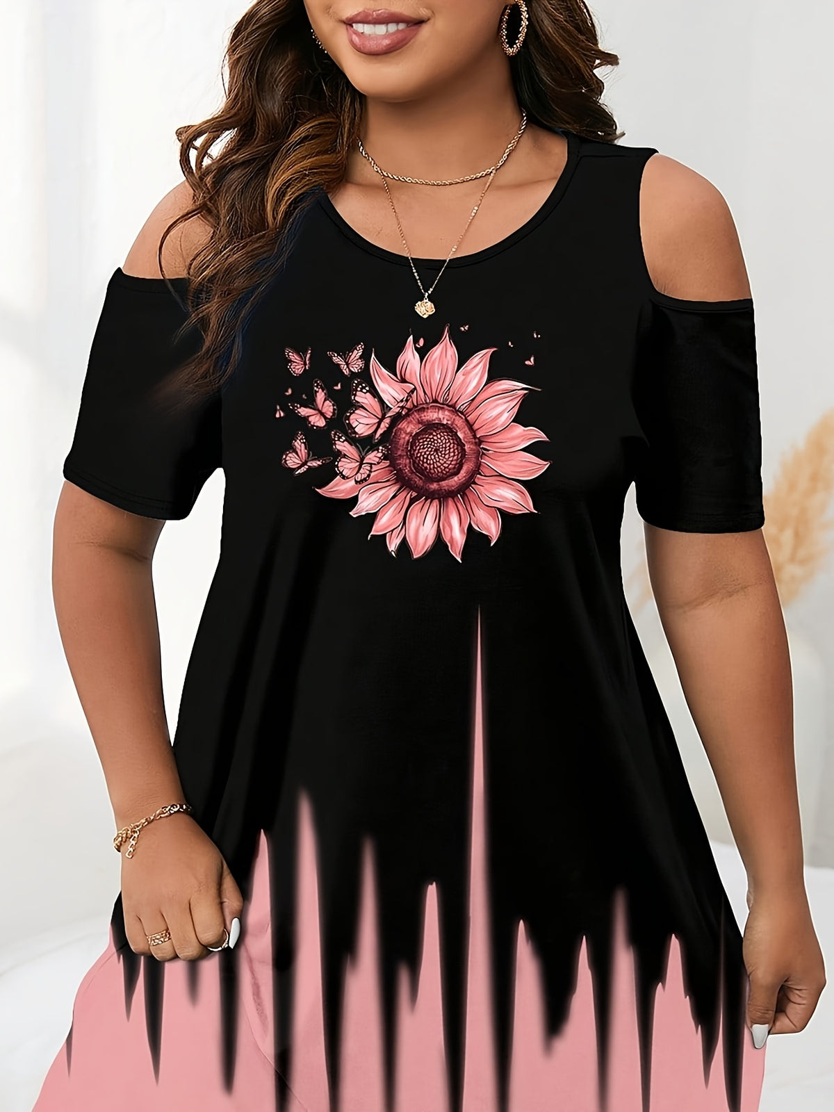 Robe de grossesse grande taille — Tournesol et papillons