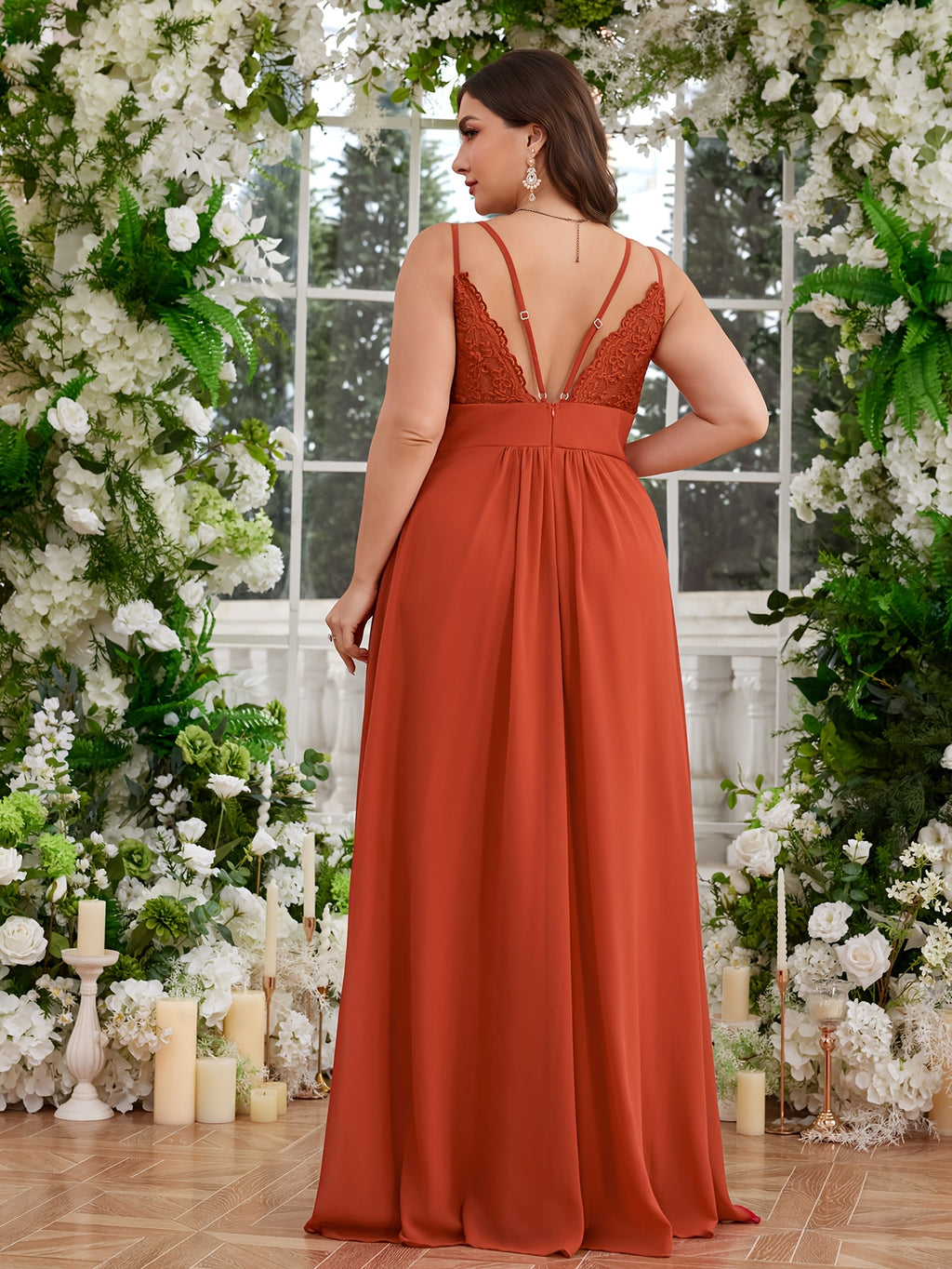 Robe invitée mariage grande taille — Terracotta et dentelle