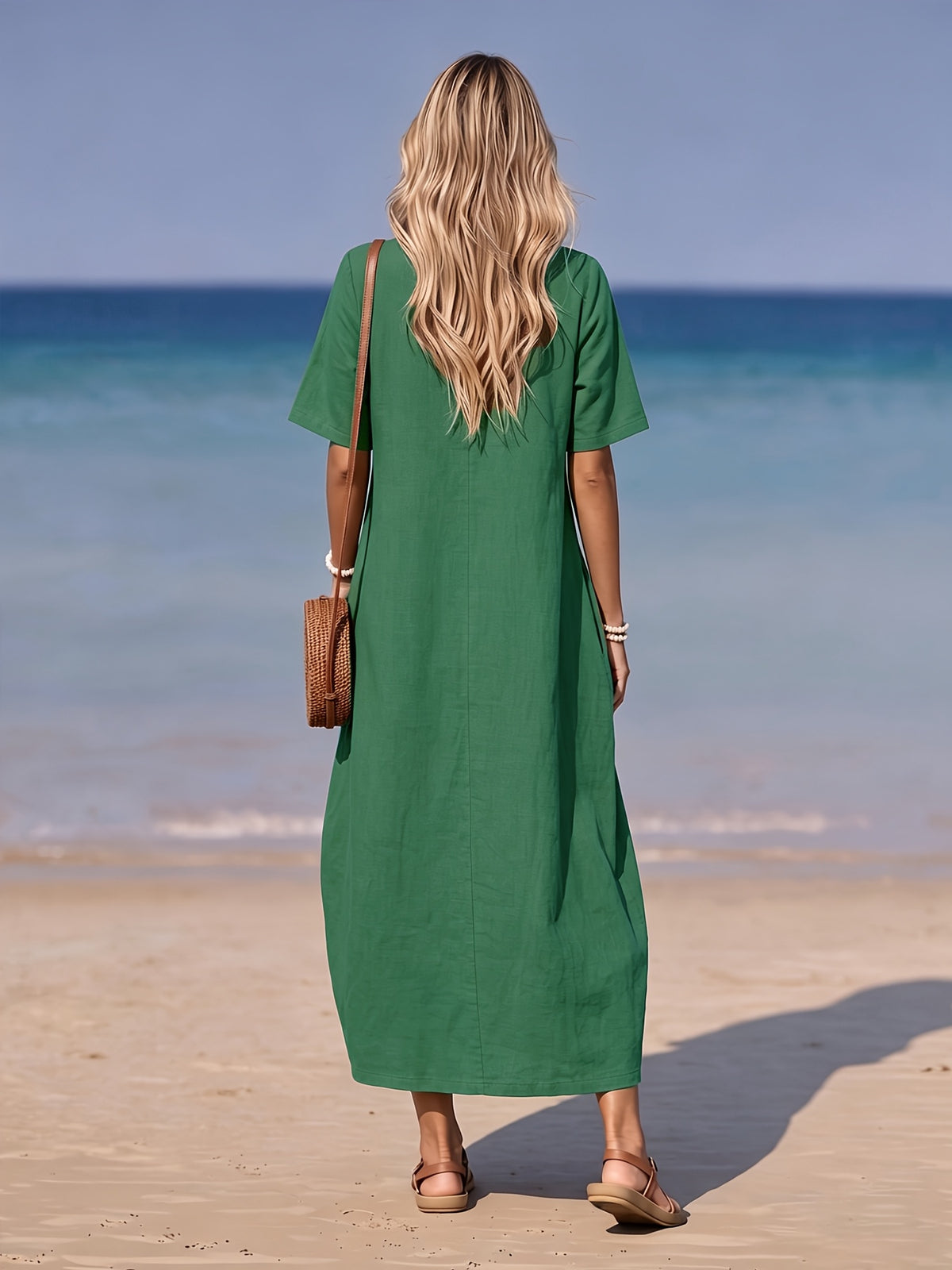 Robe en lin grande taille — Maxi cocon à poches de côté