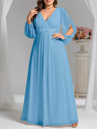 Robe demoiselle d'honneur grande taille — Manches fendues