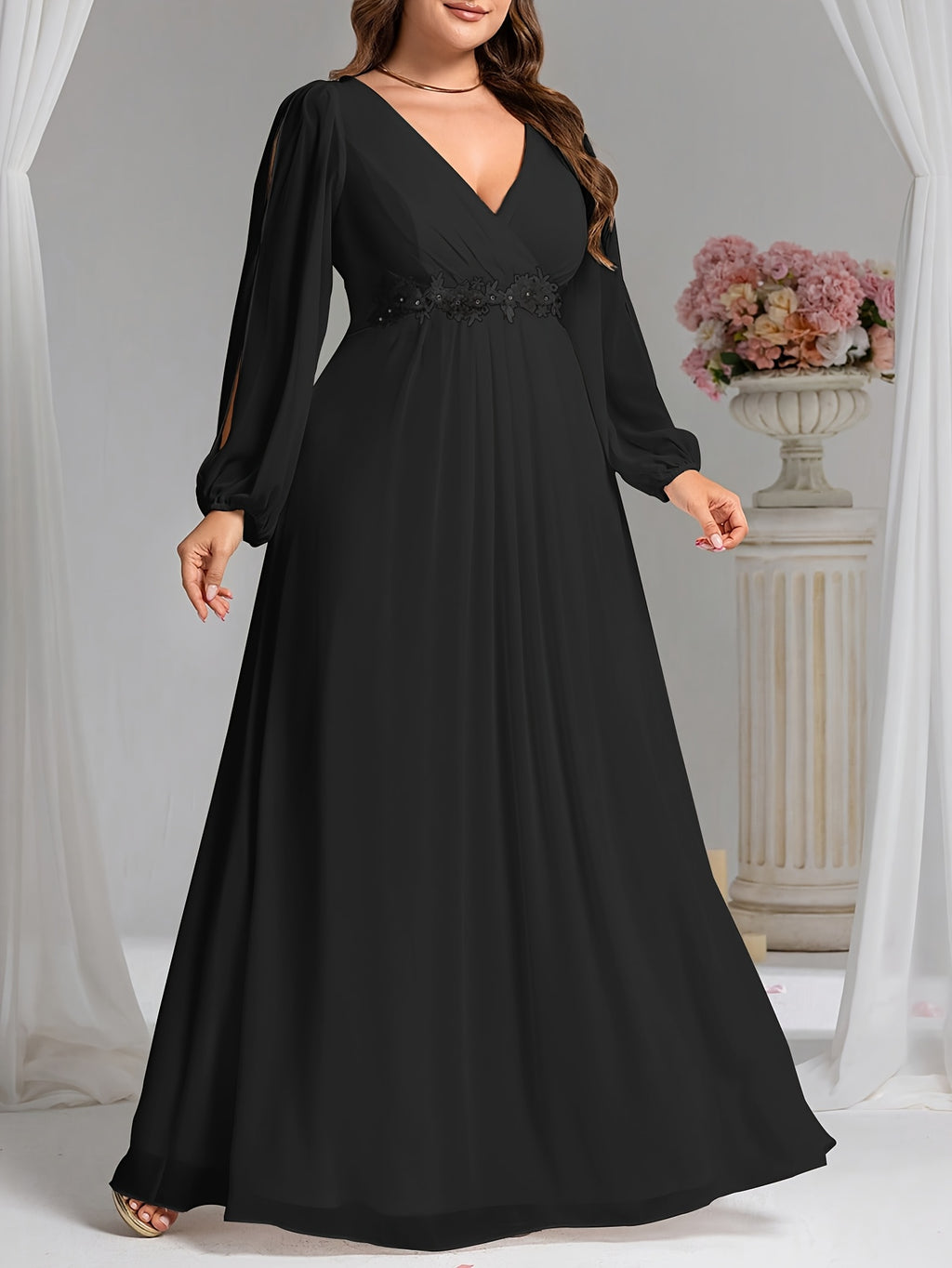 Robe demoiselle d'honneur grande taille — Manches fendues