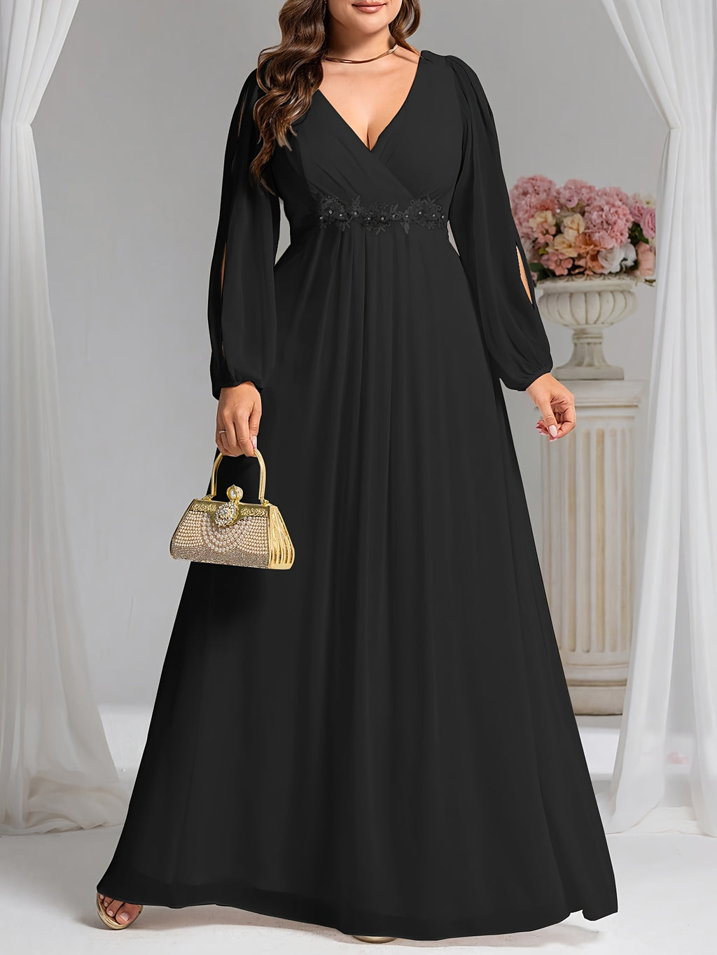 Robe demoiselle d'honneur grande taille — Manches fendues