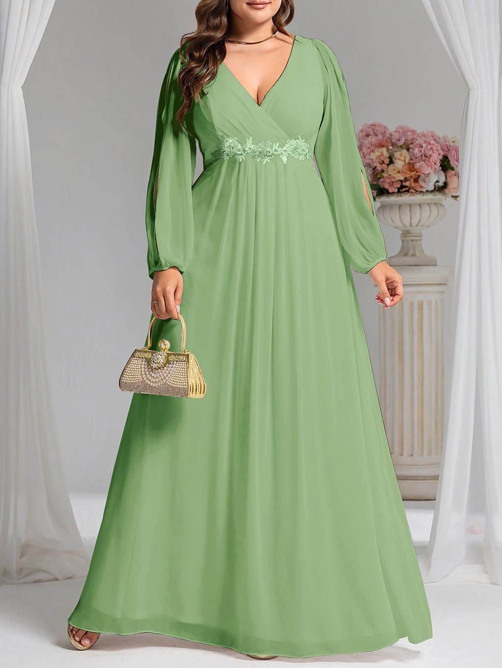 Robe demoiselle d'honneur grande taille — Manches fendues