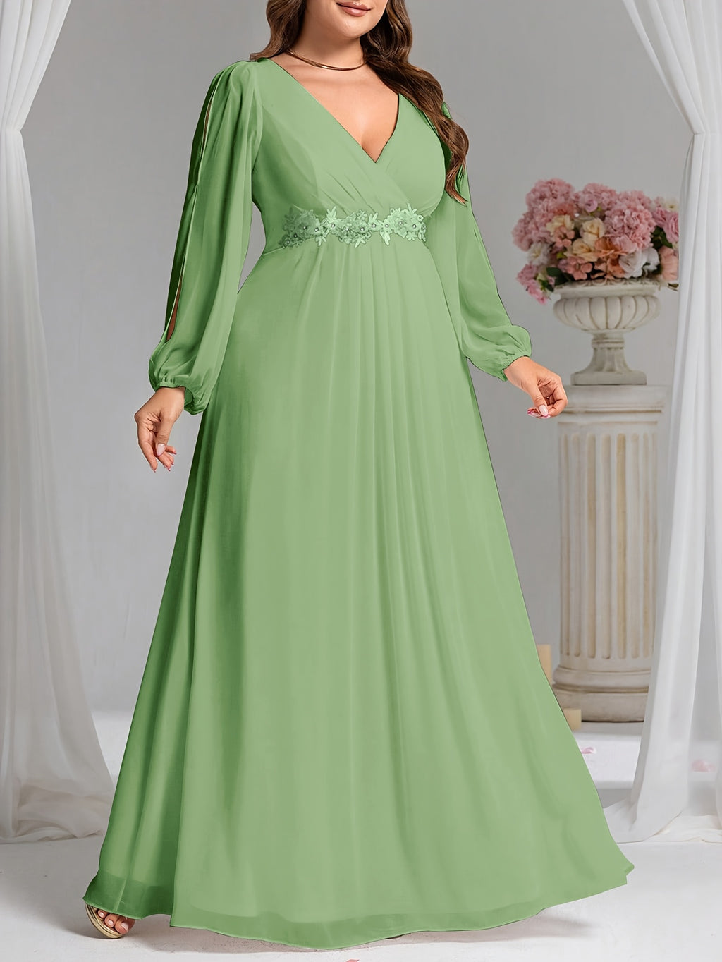 Robe demoiselle d'honneur grande taille — Manches fendues