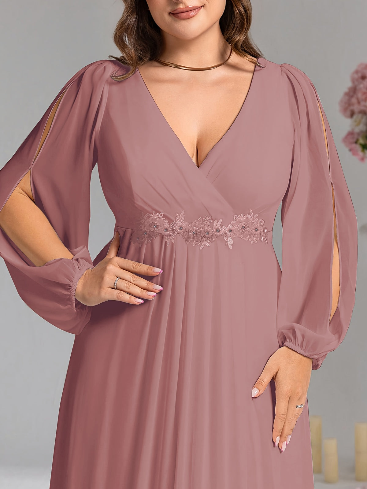 Robe demoiselle d'honneur grande taille — Manches fendues