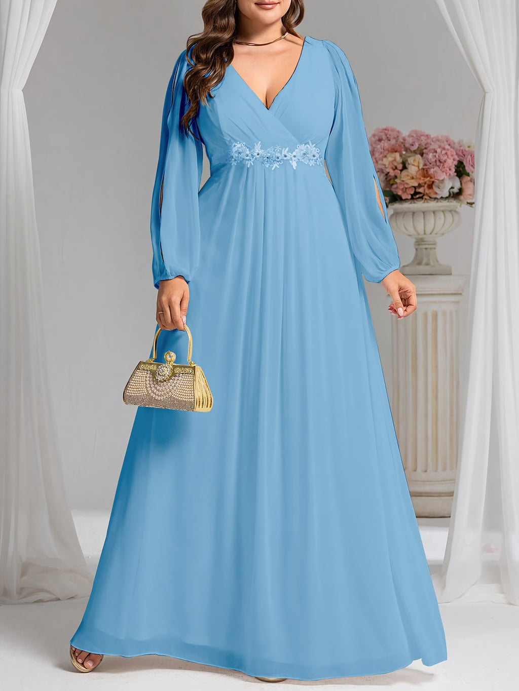 Robe demoiselle d'honneur grande taille — Manches fendues
