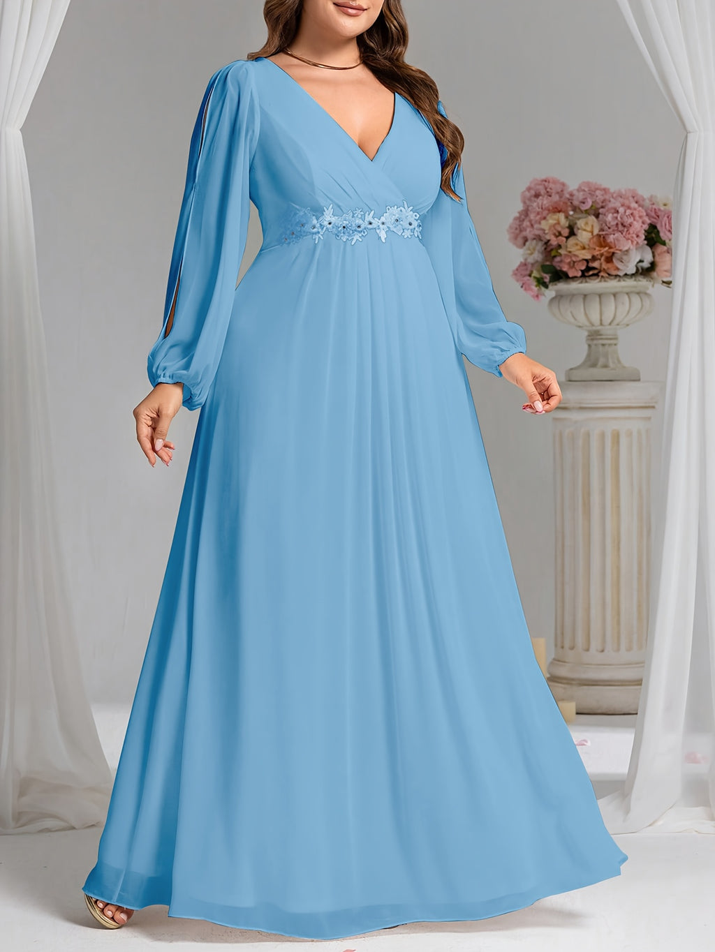 Robe demoiselle d'honneur grande taille — Manches fendues