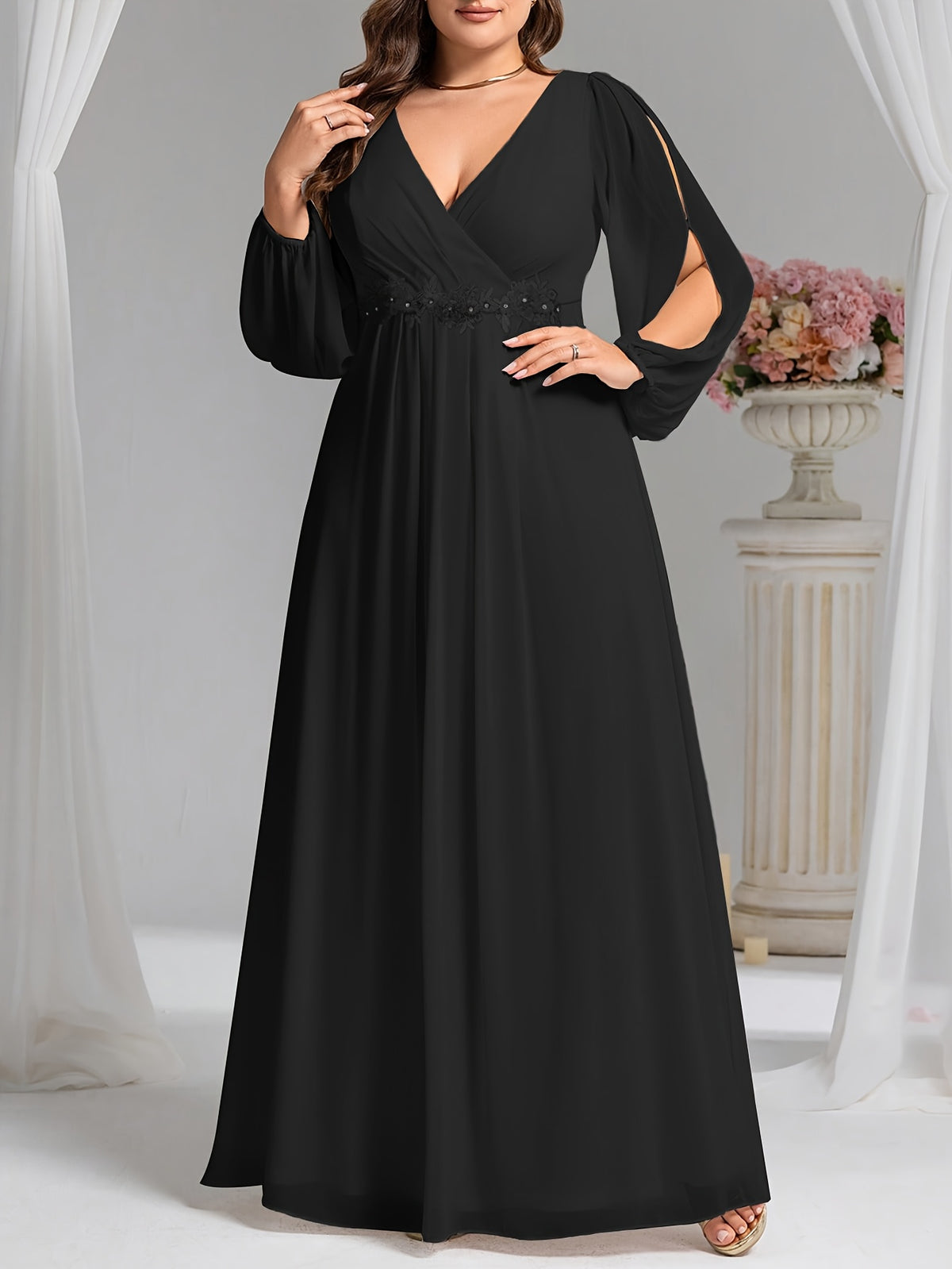 Robe demoiselle d'honneur grande taille — Manches fendues