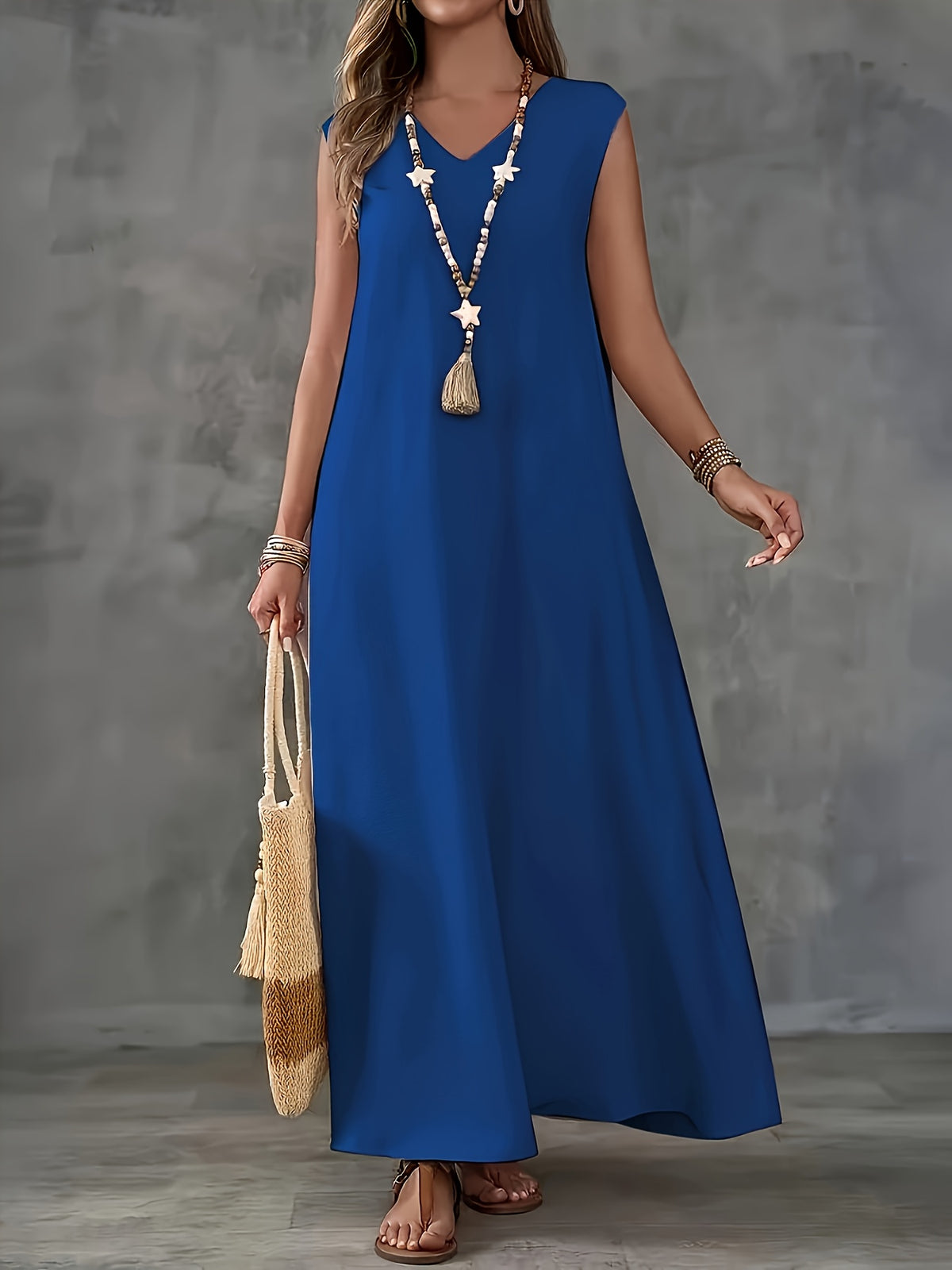 Robe longue grande taille — Crêpe froissé et coupe droite
