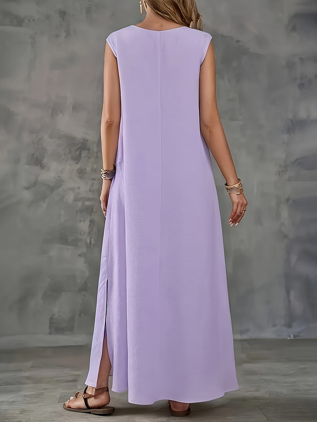 Robe longue grande taille — Crêpe froissé et coupe droite