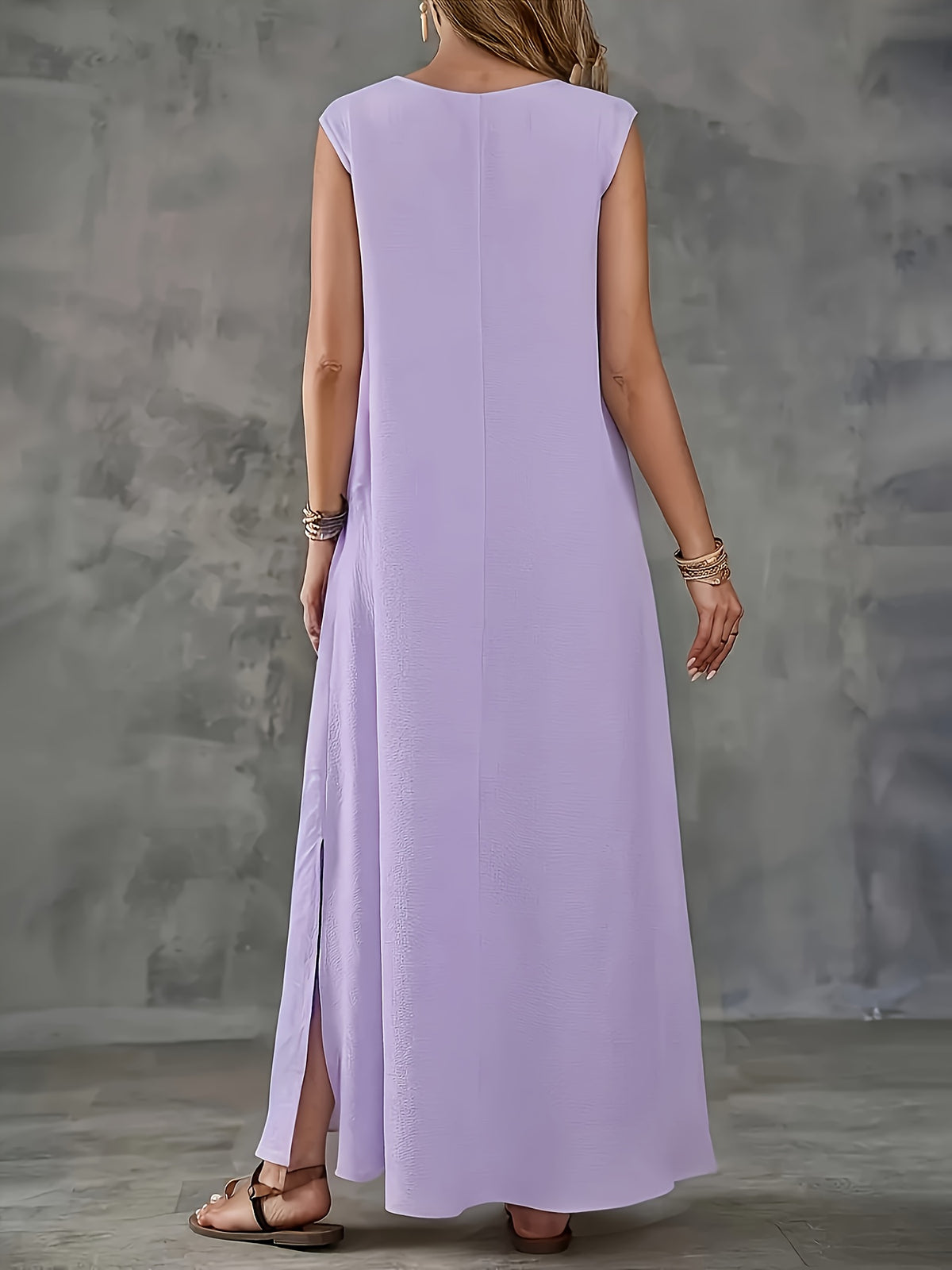 Robe longue grande taille — Crêpe froissé et coupe droite