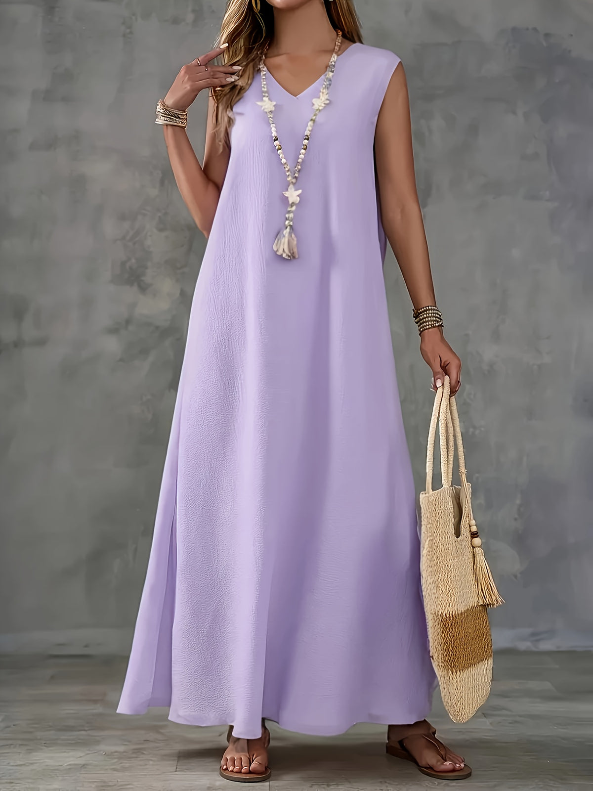 Robe longue grande taille — Crêpe froissé et coupe droite