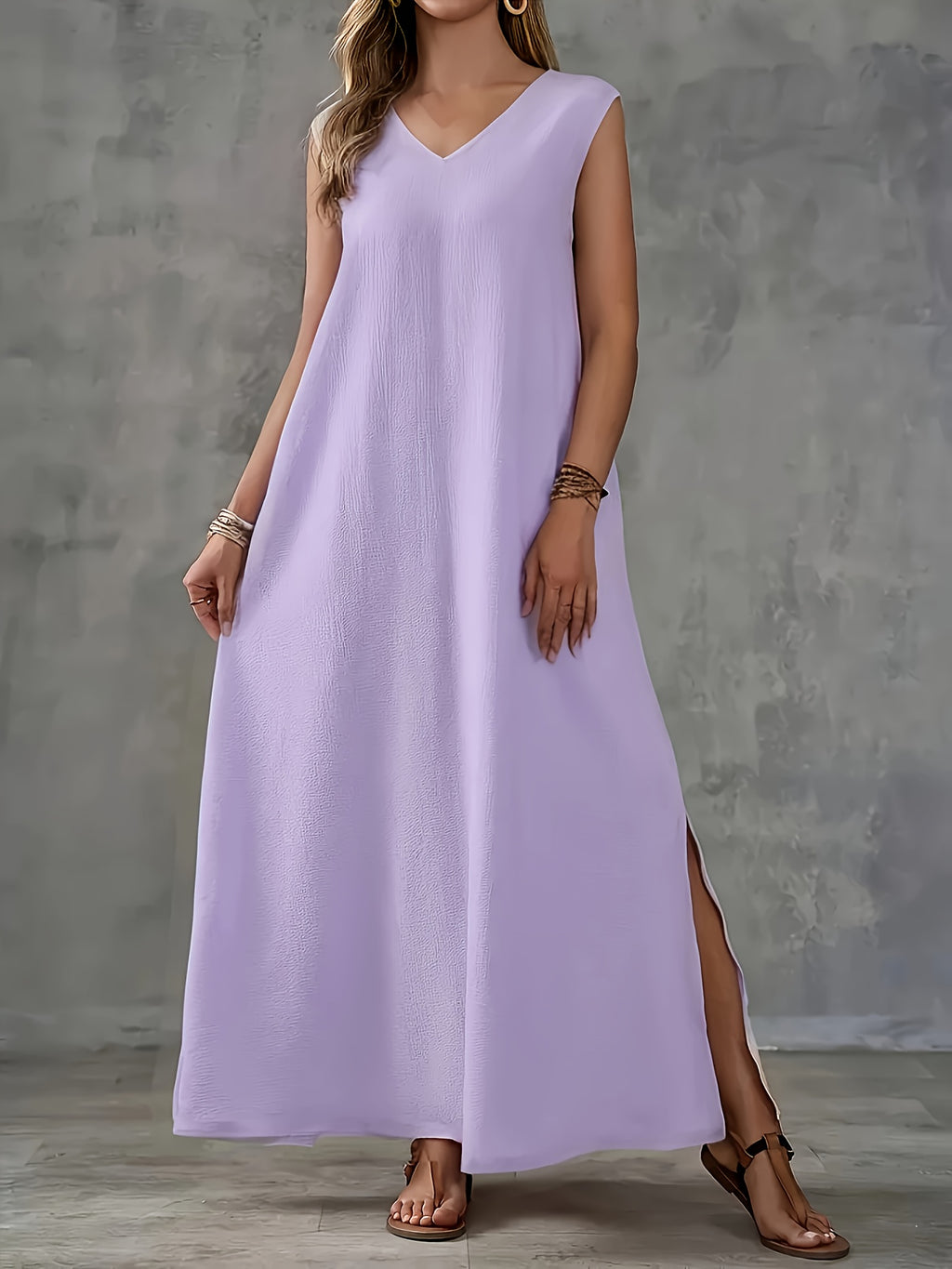 Robe longue grande taille — Crêpe froissé et coupe droite