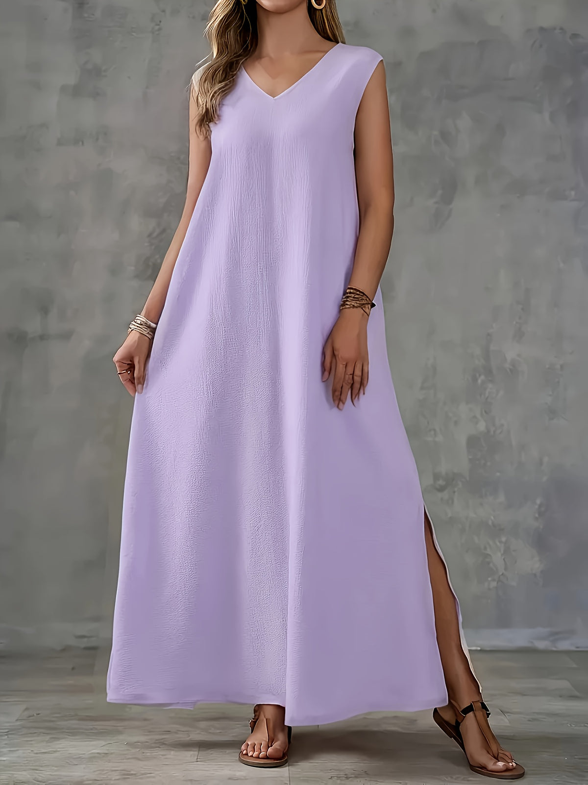 Robe longue grande taille — Crêpe froissé et coupe droite
