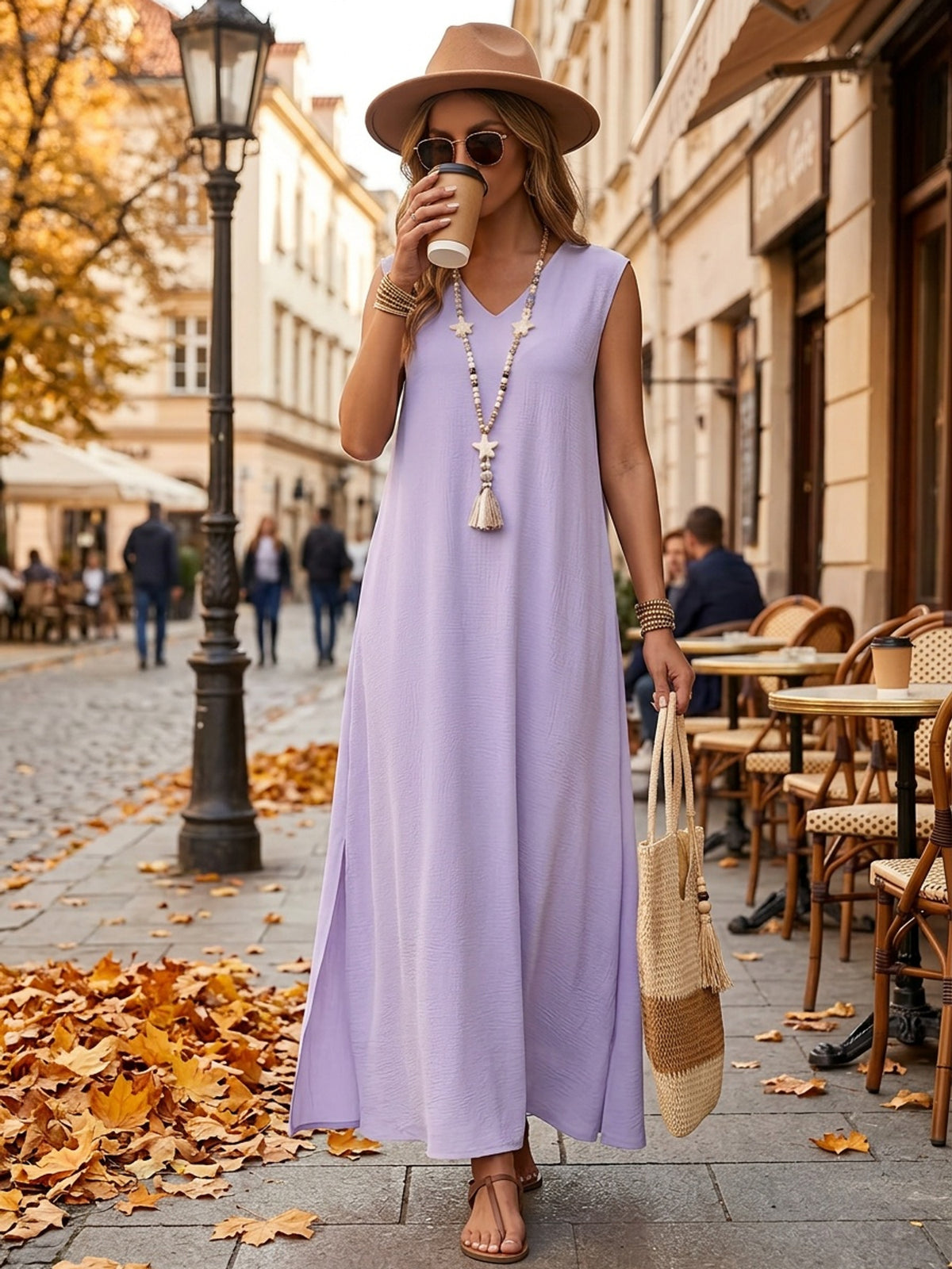 Robe longue grande taille — Crêpe froissé et coupe droite