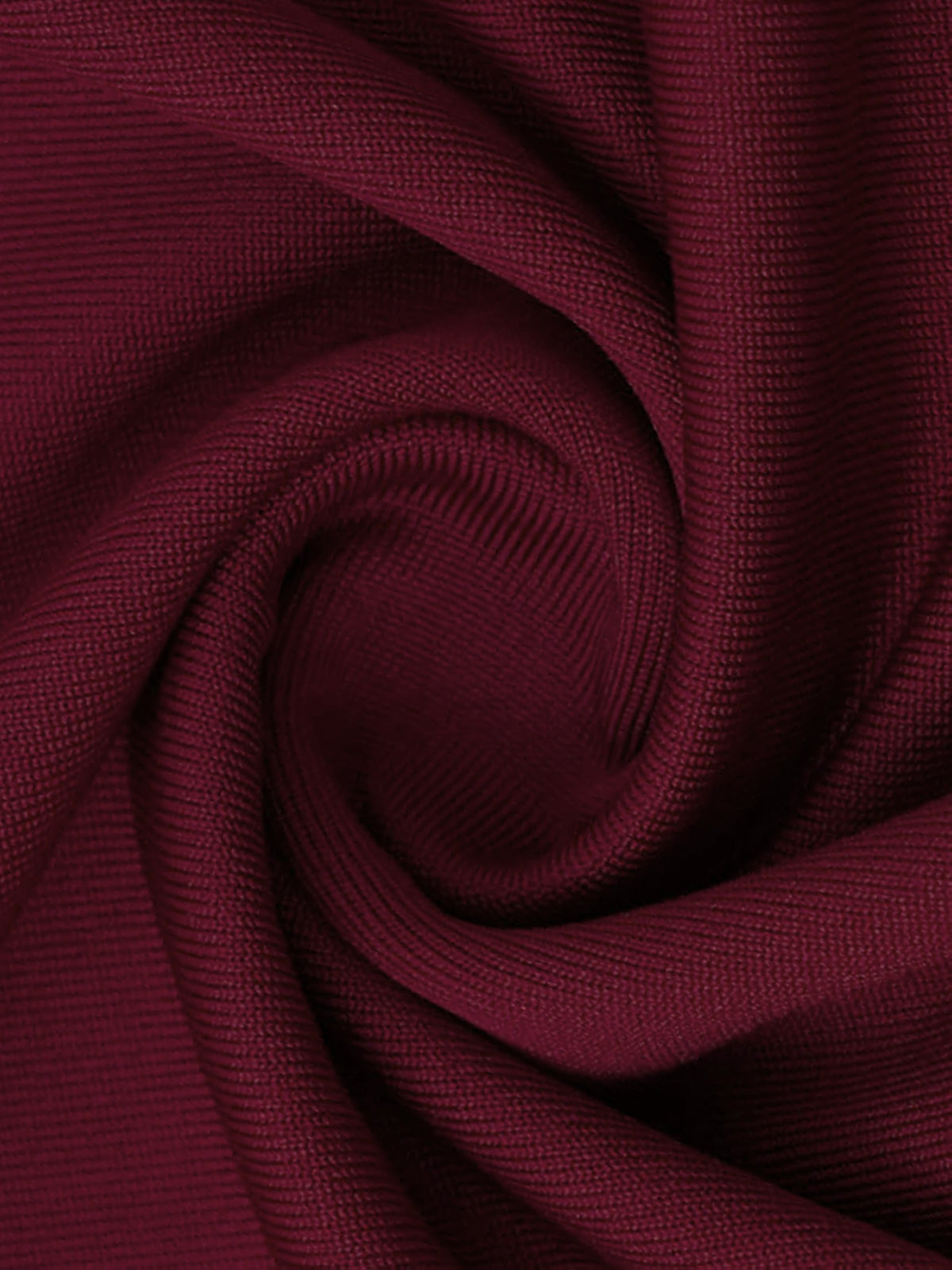 Robe longue grande taille — Maille côtelée bordeaux drapée