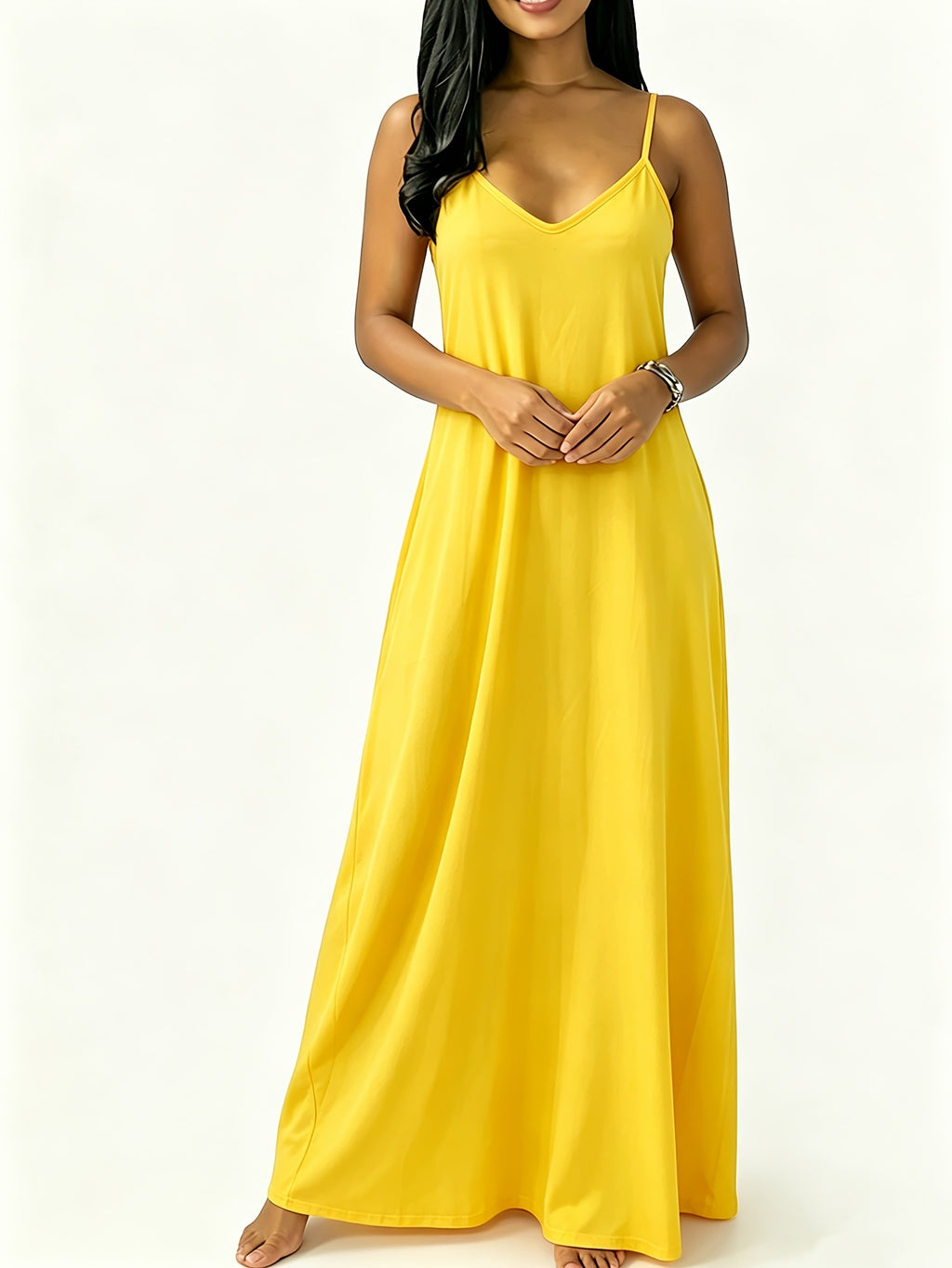Robe longue grande taille — Fines bretelles et poches profondes