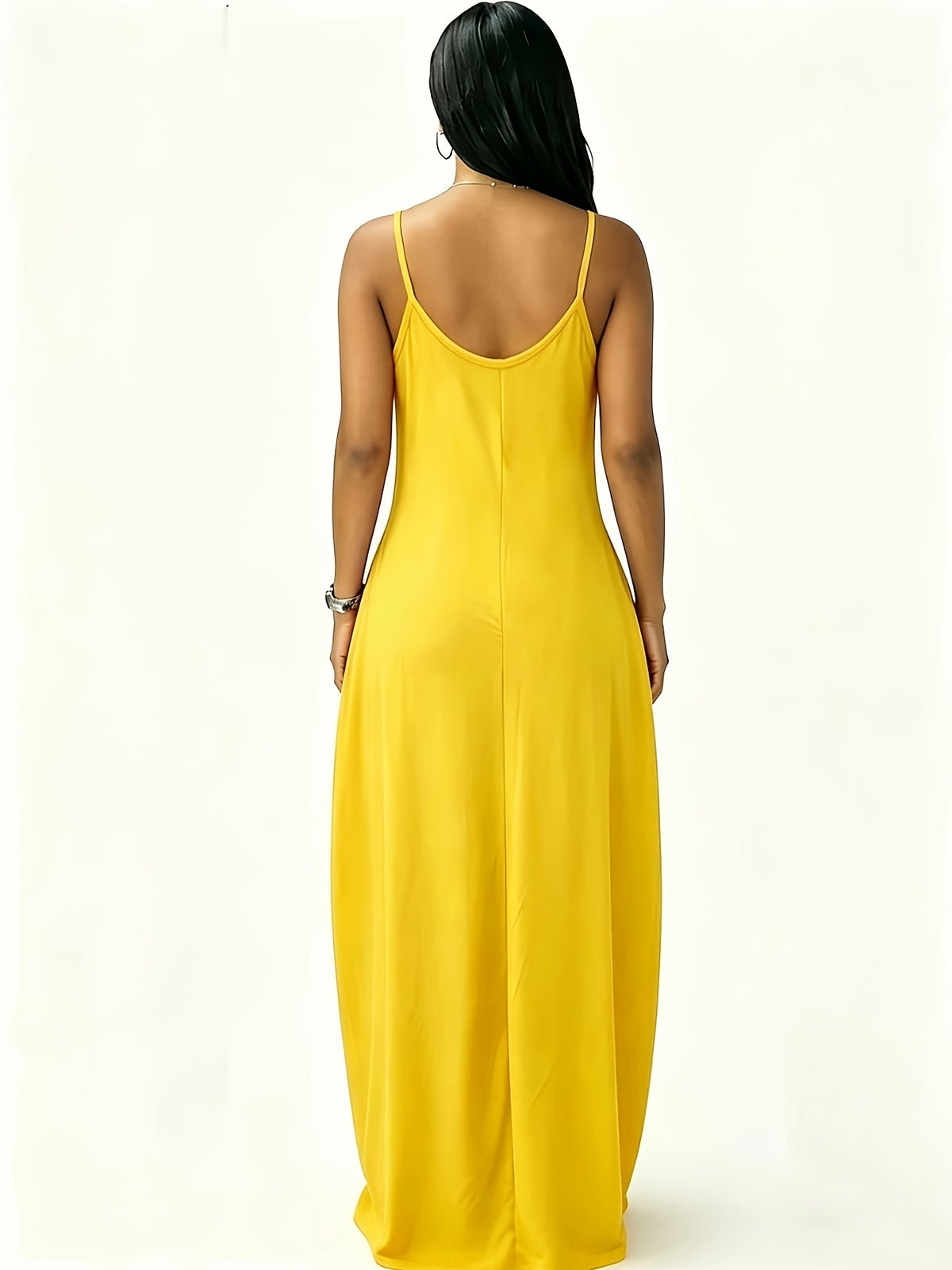 Robe longue grande taille — Fines bretelles et poches profondes