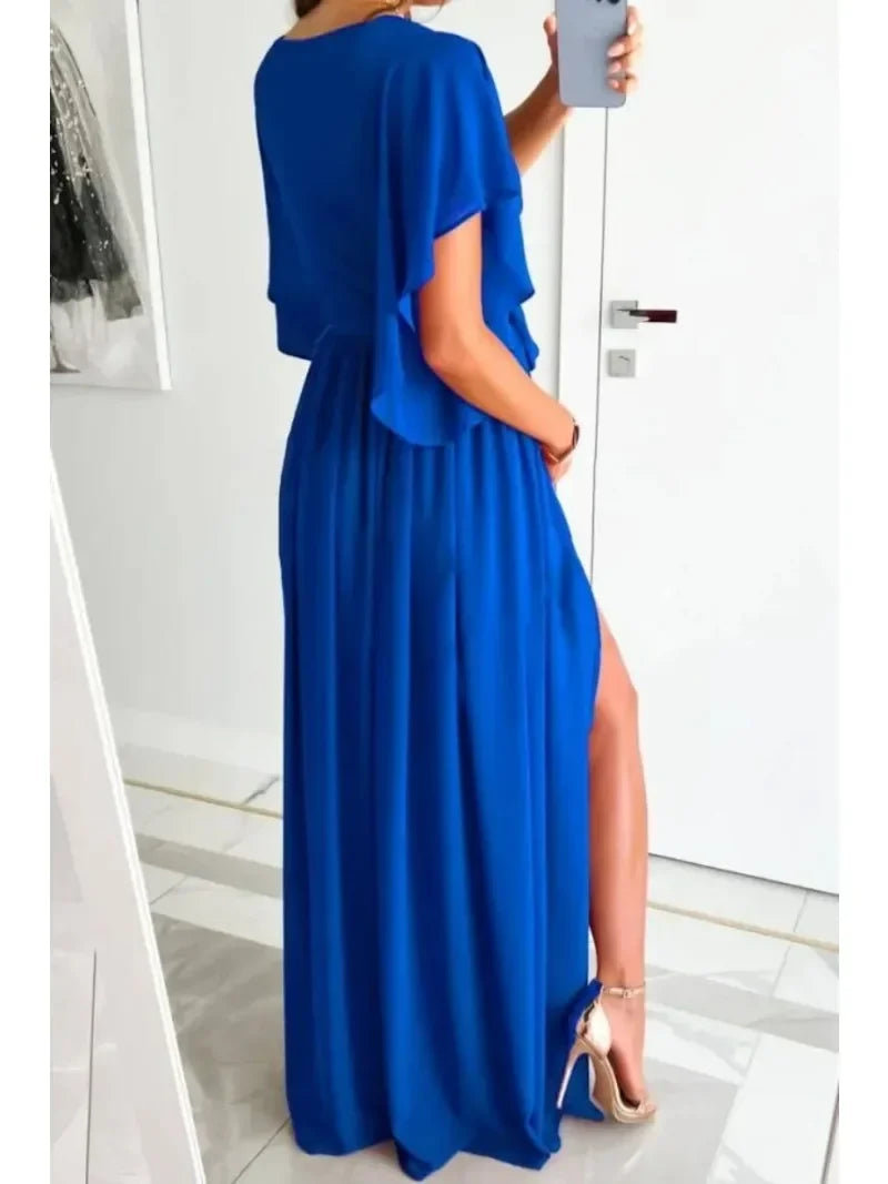 Robe longue grande taille cache-cœur, tombé fluide et élégant