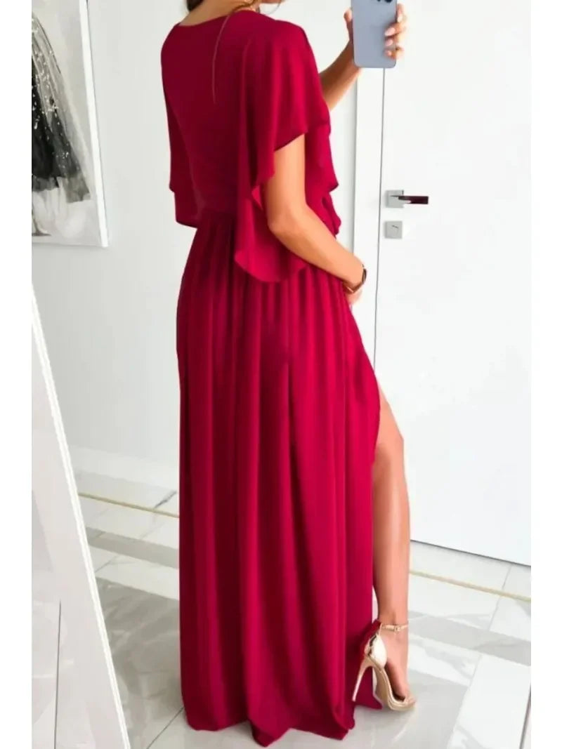 Robe longue grande taille cache-cœur, tombé fluide et élégant