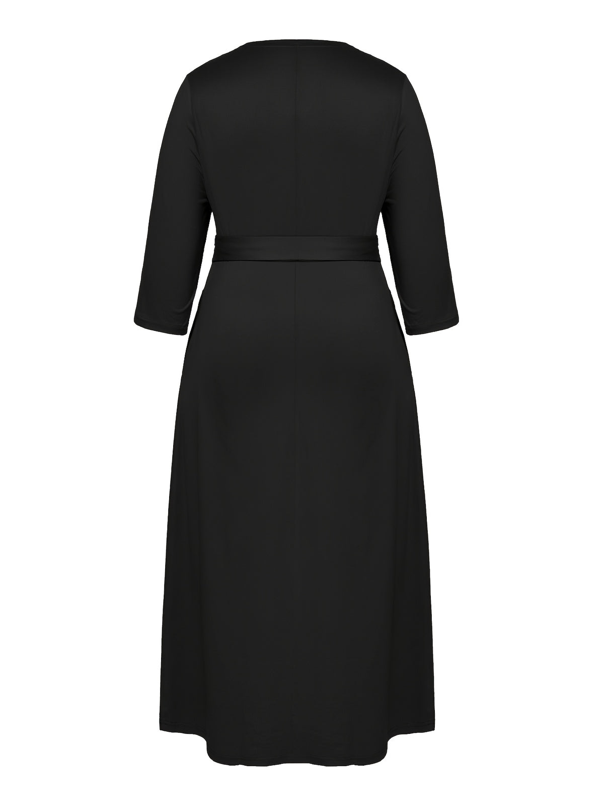 Robe longue grande taille, cache-cœur et manches trois-quarts