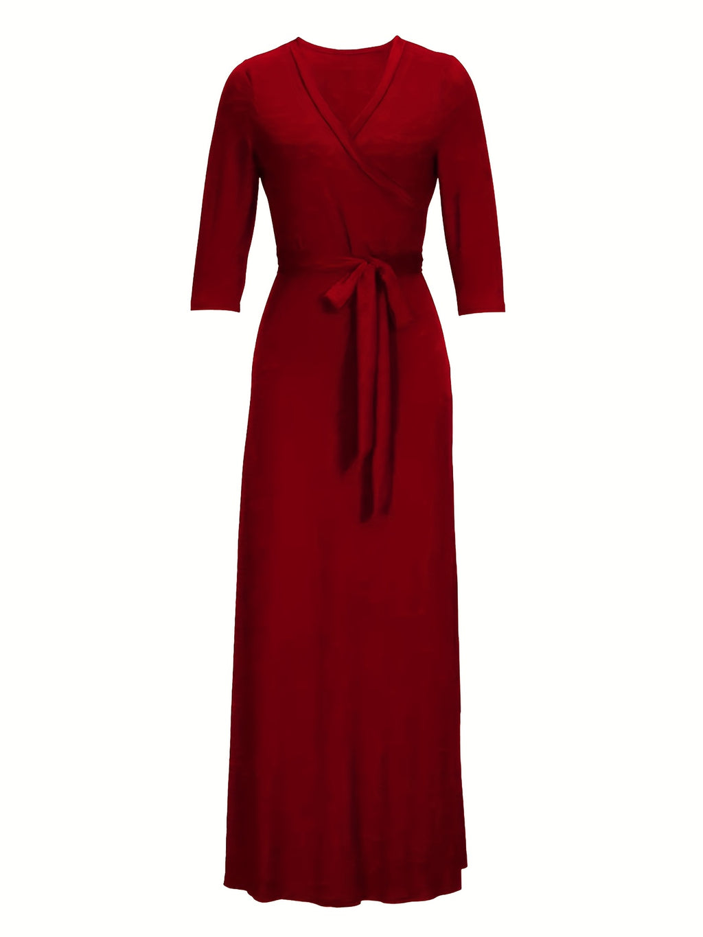 Robe longue grande taille, cache-cœur et manches trois-quarts