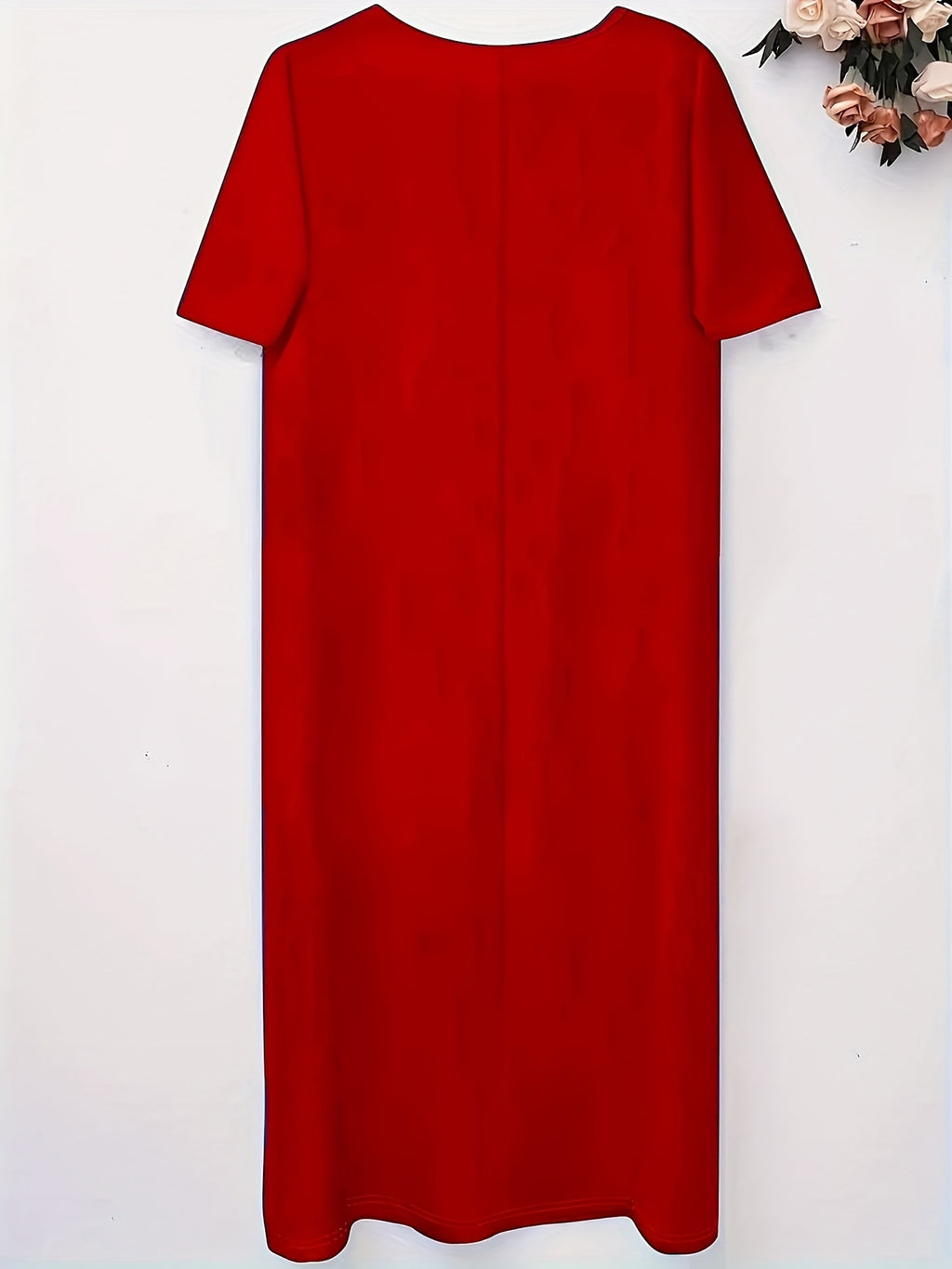 Robe longue grande taille — Col V fendu et poches latérales