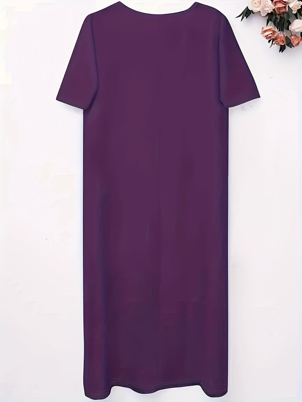 Robe longue grande taille — Col V fendu et poches latérales