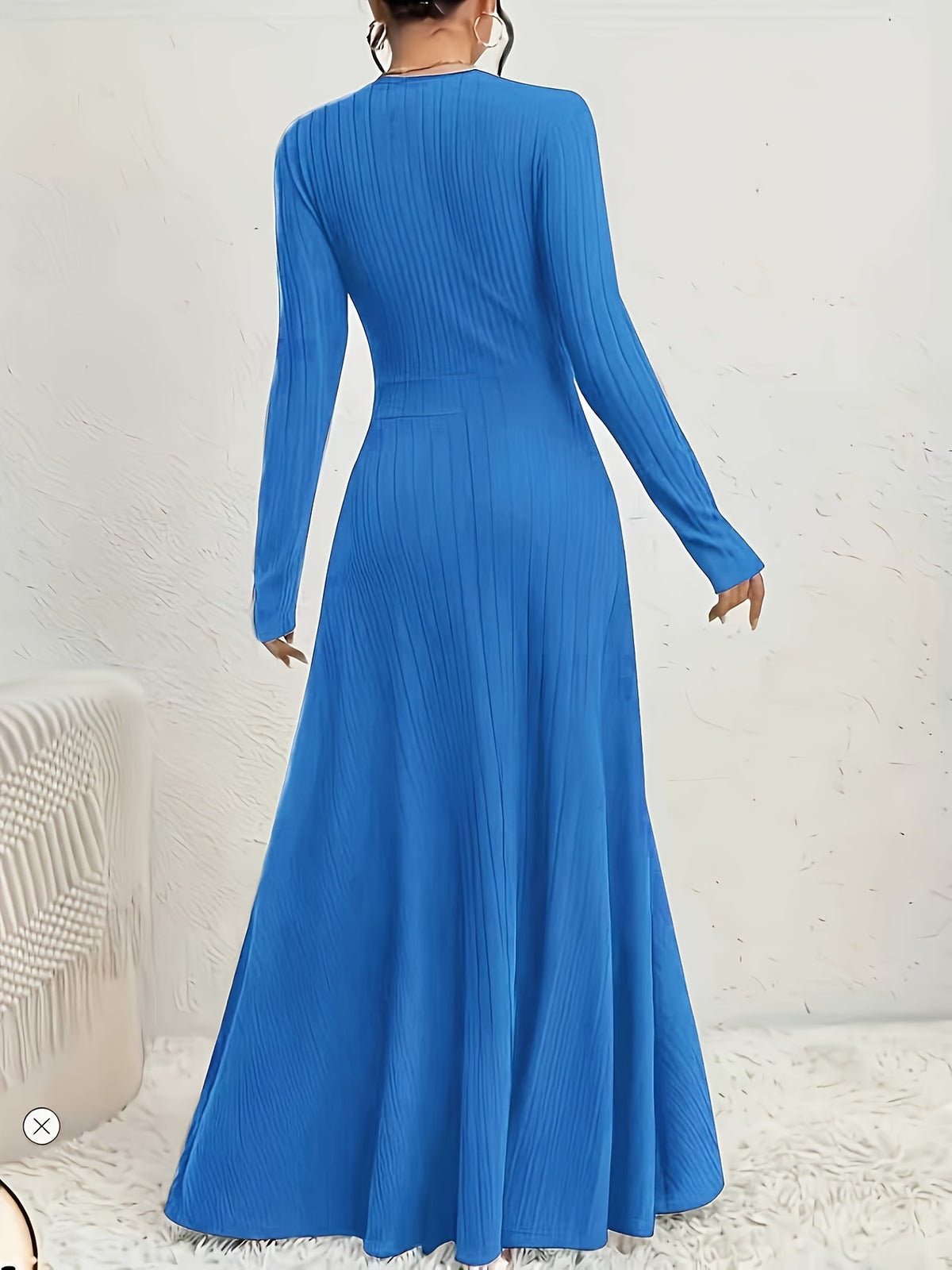 Robe longue grande taille — Décolleté croisé en maille côtelée