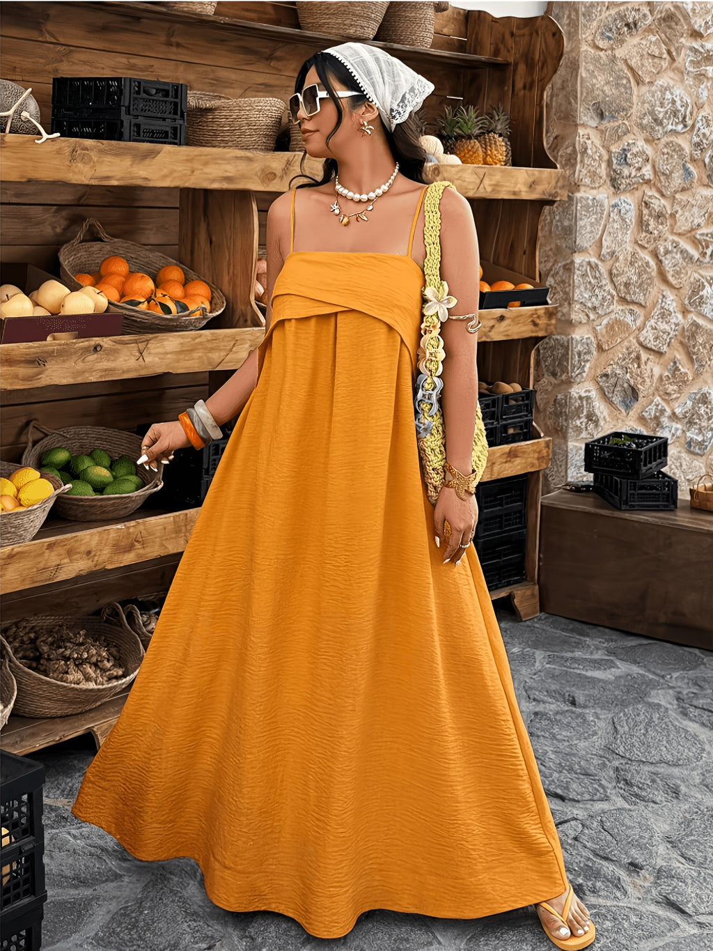 Robe longue grande taille — Fuchsia à rabat sur le buste