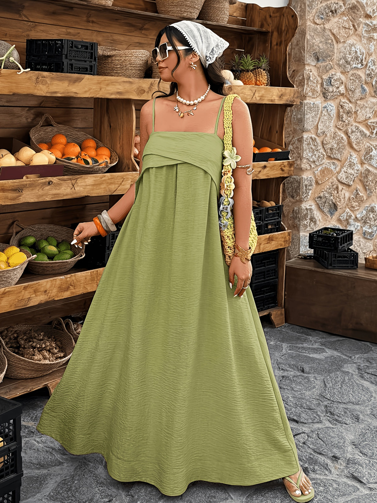 Robe longue grande taille — Fuchsia à rabat sur le buste