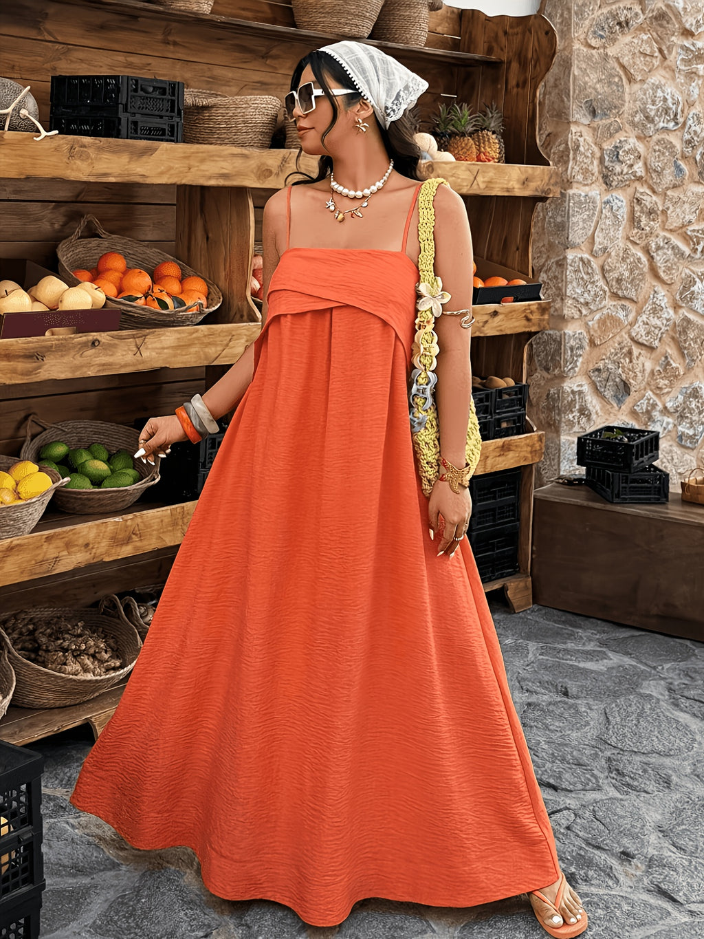 Robe longue grande taille — Fuchsia à rabat sur le buste