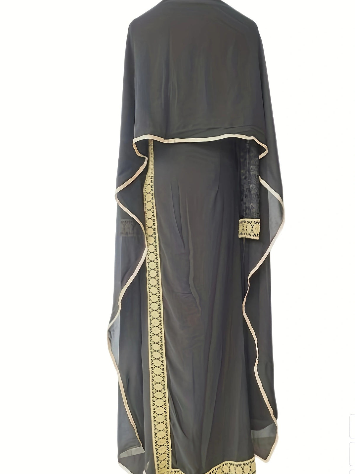 Robe longue grande taille, noire et son étole de mousseline