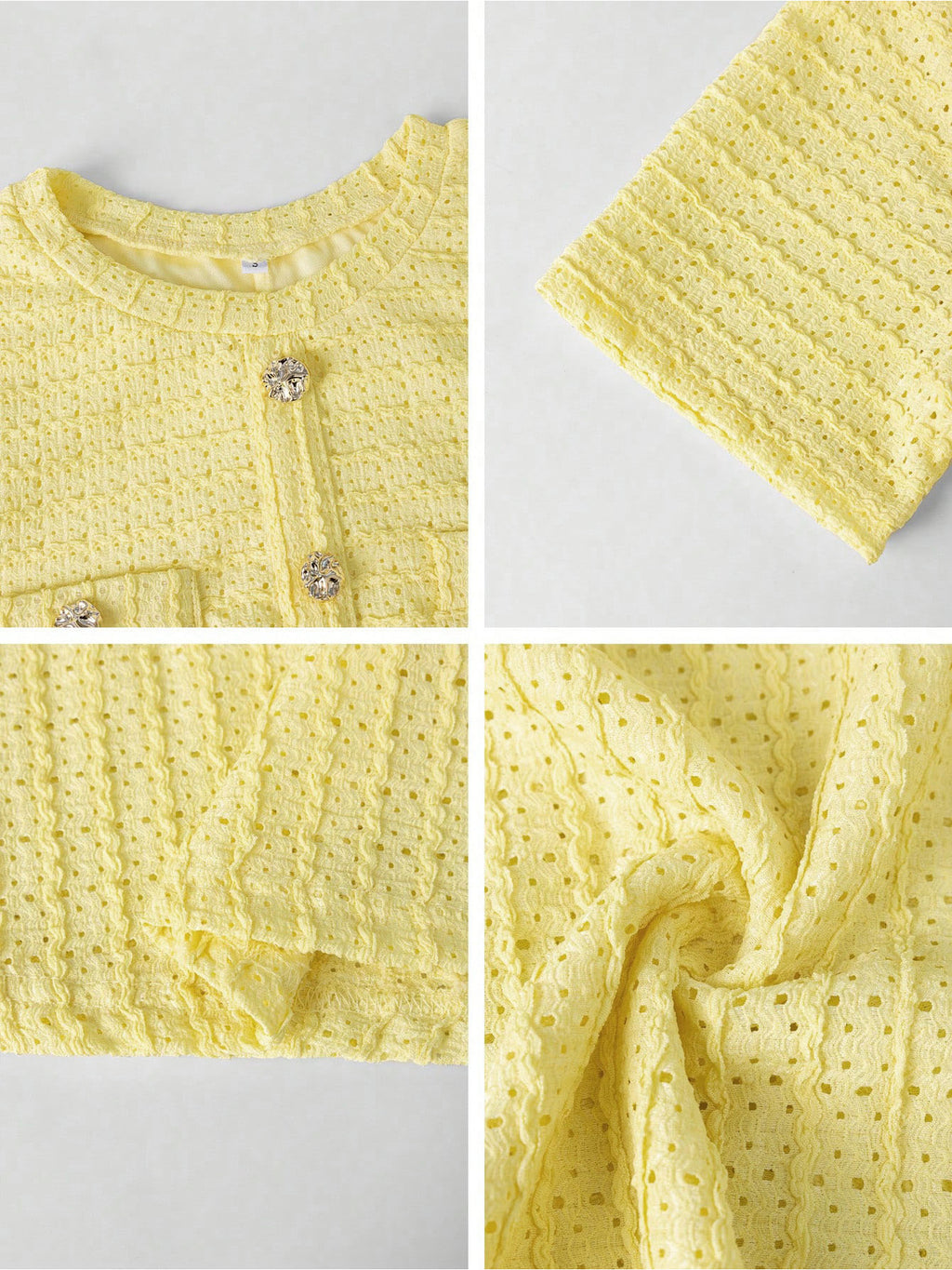 Robe longue grande taille — Maille texturée jaune boutonnée