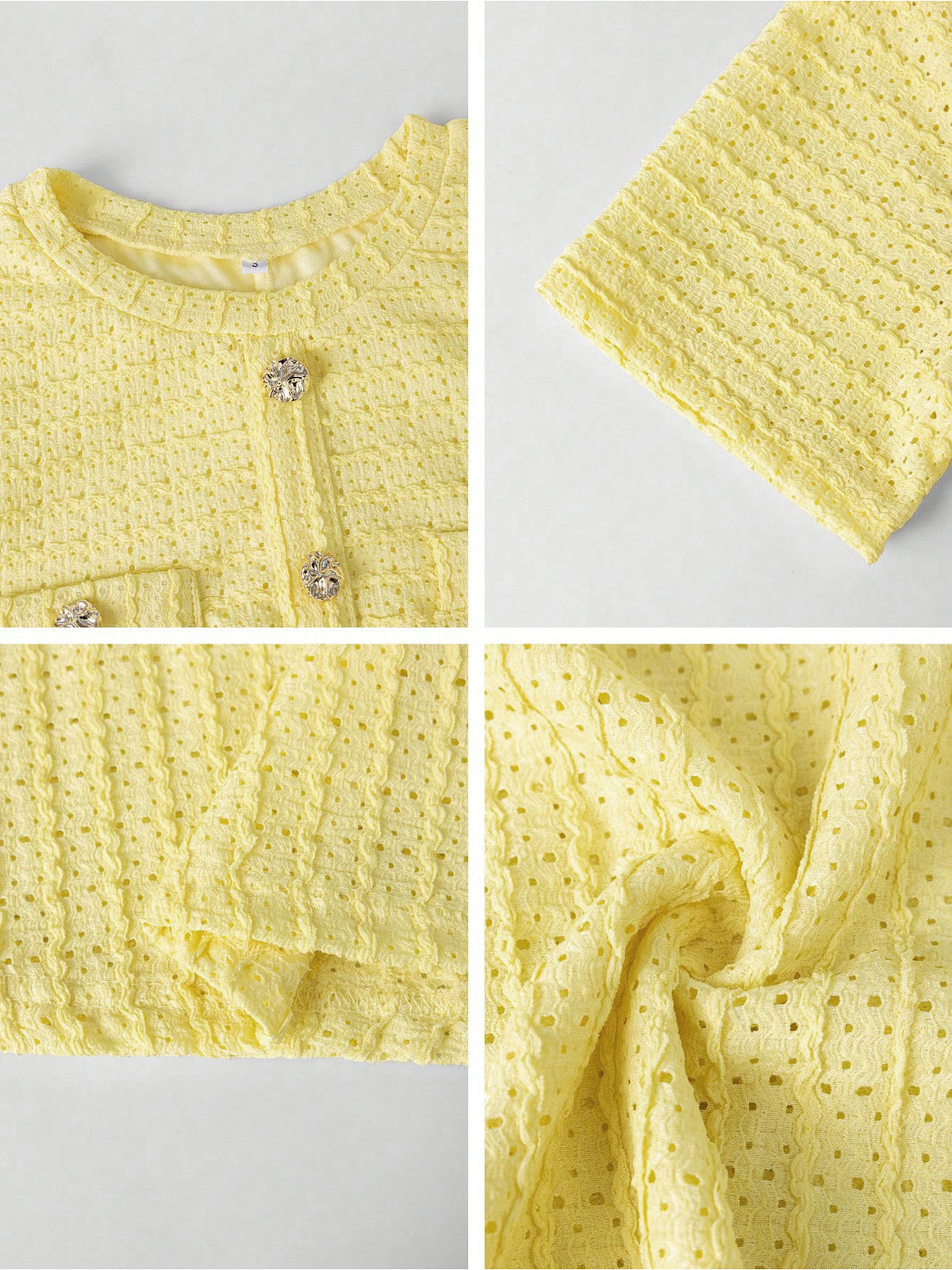 Robe longue grande taille — Maille texturée jaune boutonnée