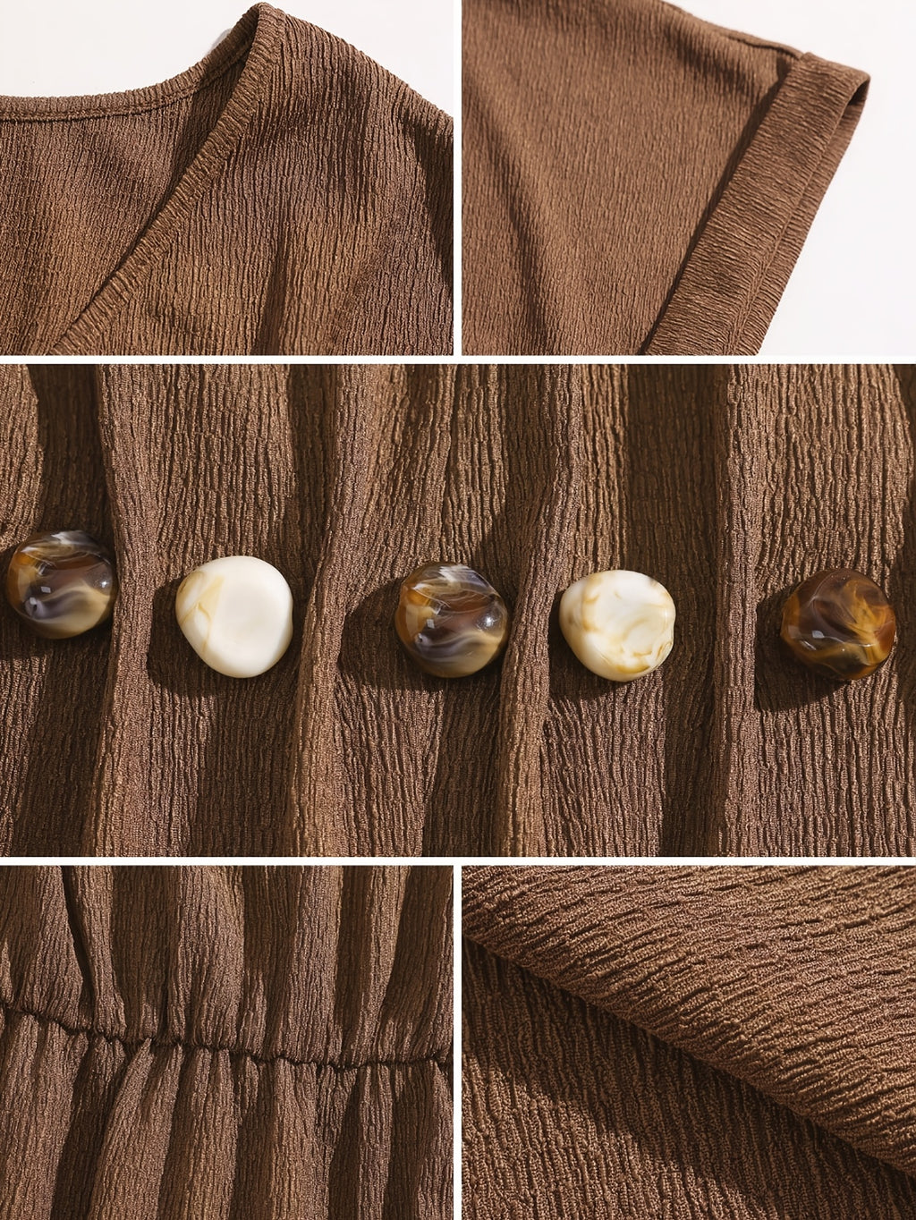 Robe longue grande taille — Marron café à boutons marbrés