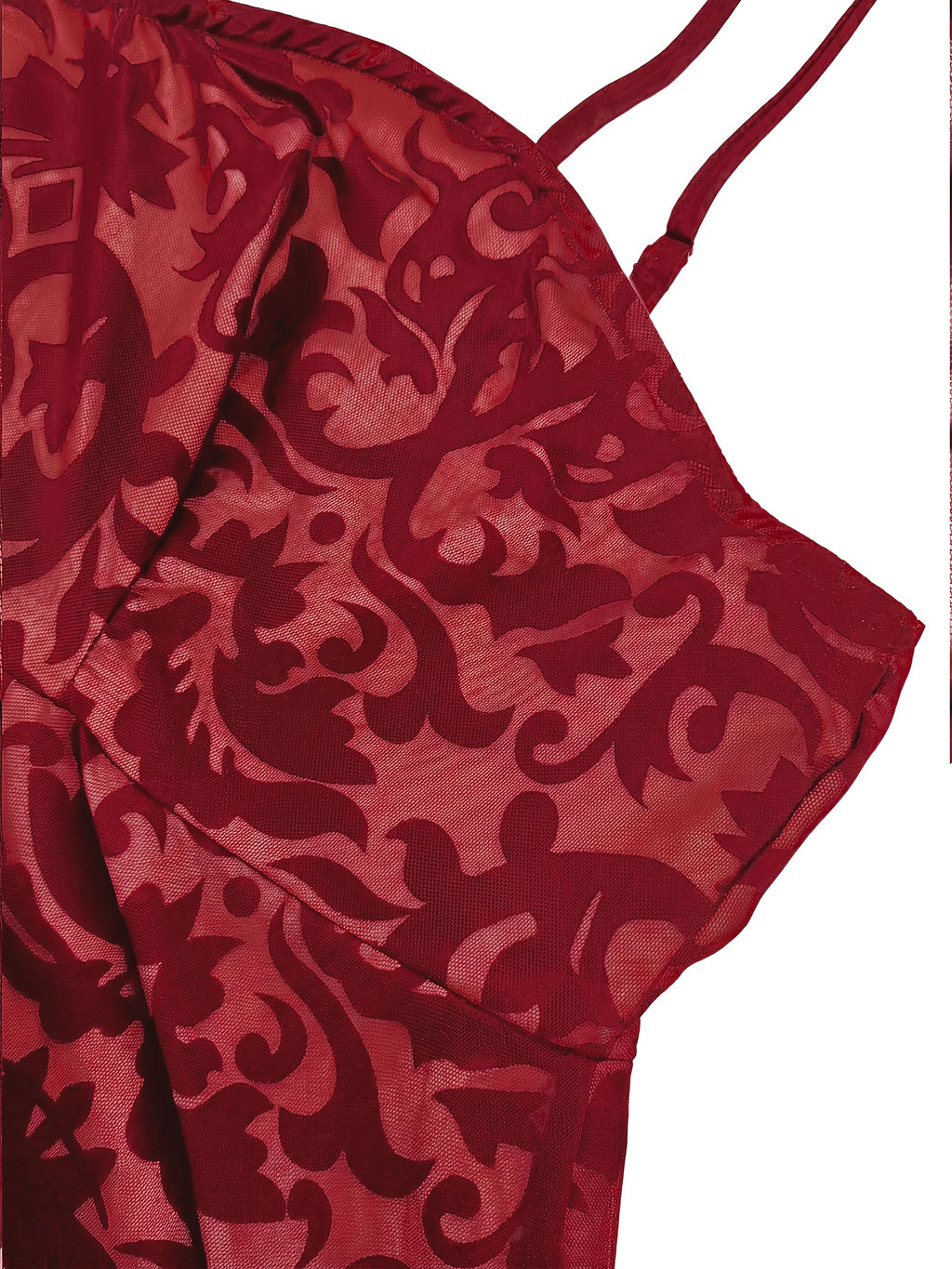 Robe longue grande taille — Motif baroque floqué sur maille