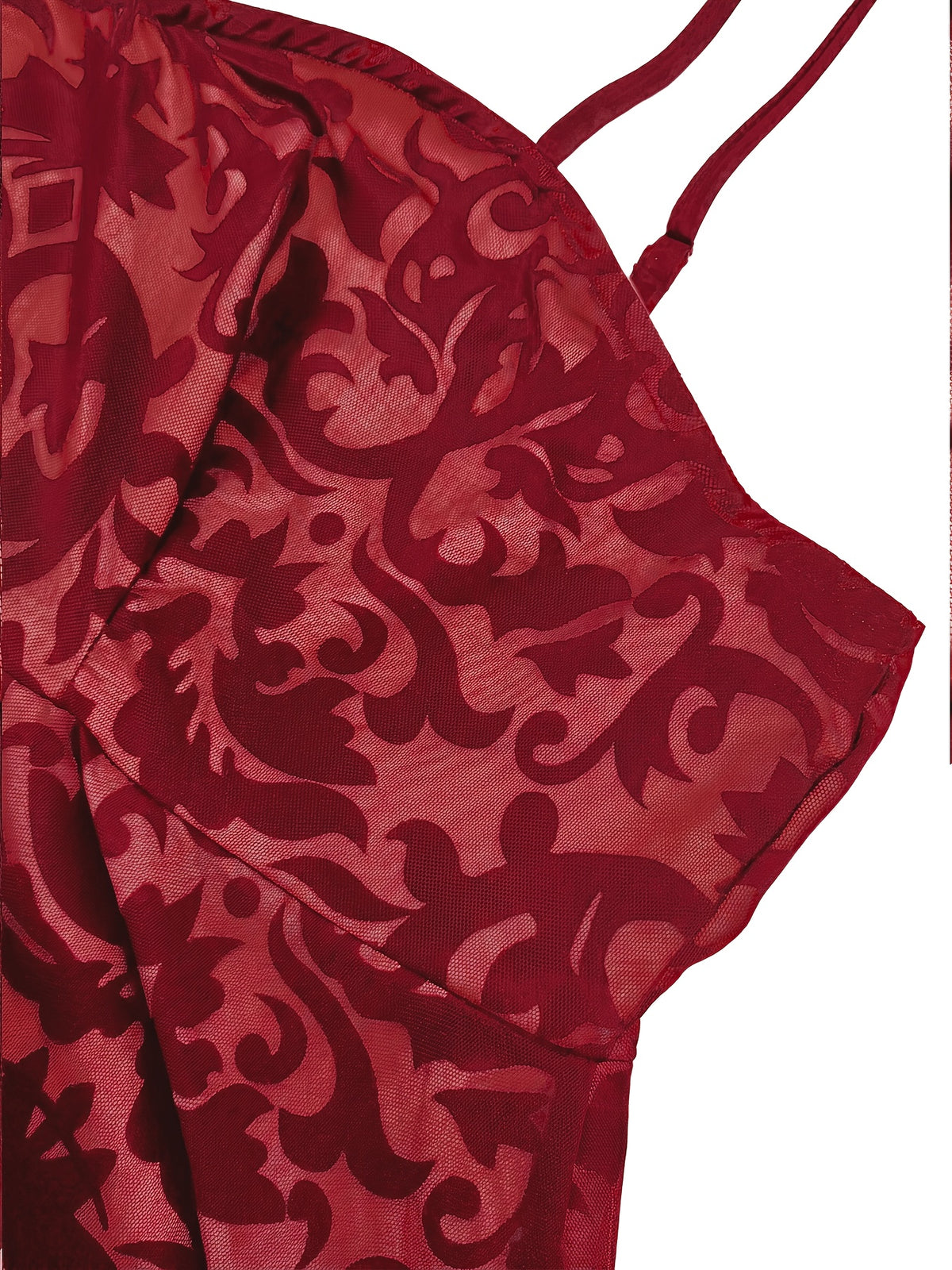 Robe longue grande taille — Motif baroque floqué sur maille