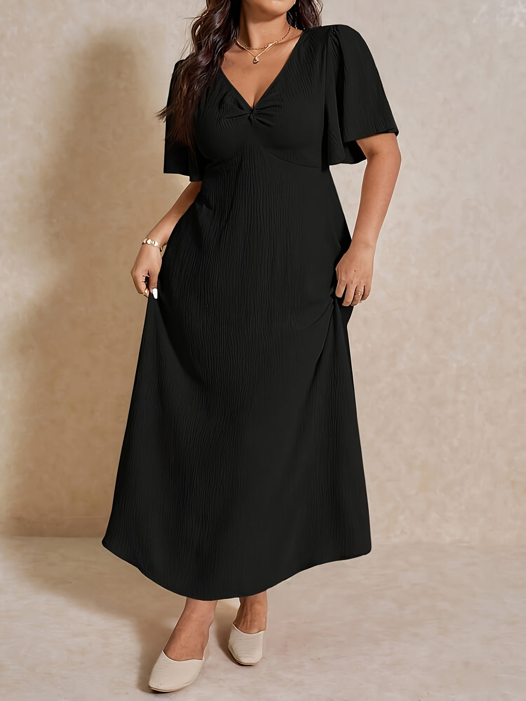 Robe longue grande taille — Nœud torsadé et quatre teintes